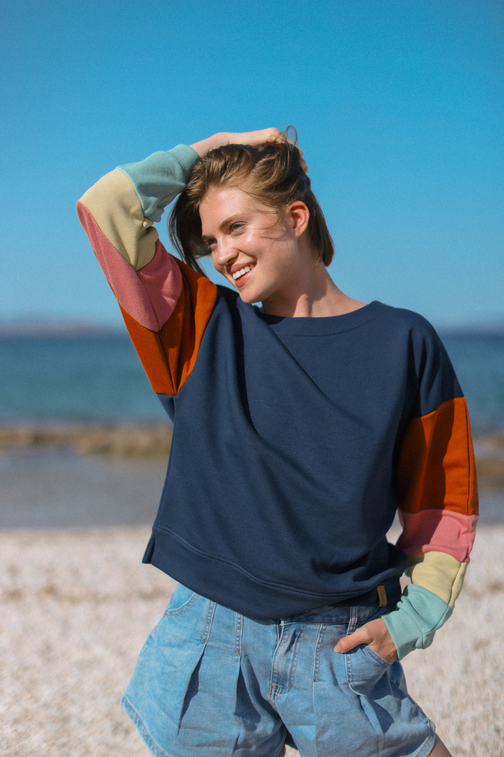 Pullover Happy in blaugrau