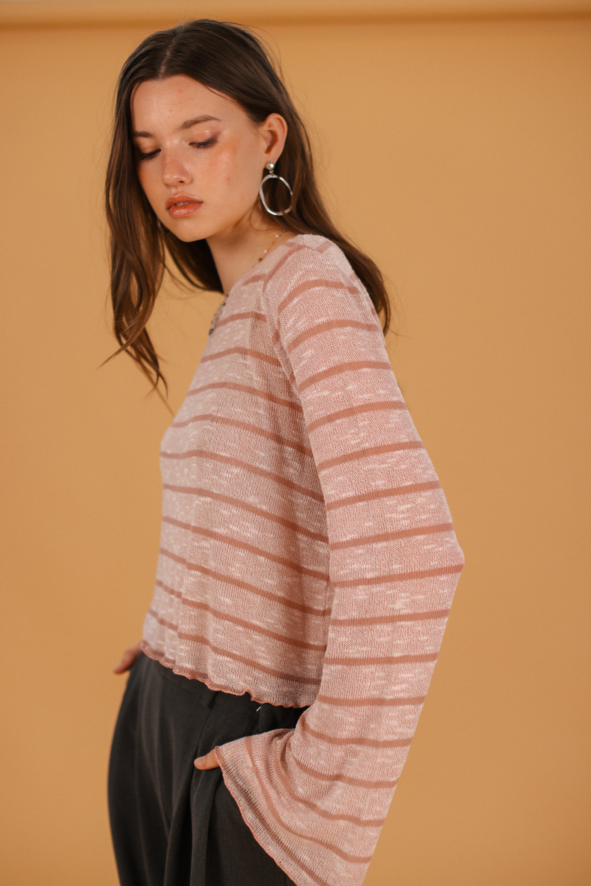 Top Keri Dusty Pink Stripes
