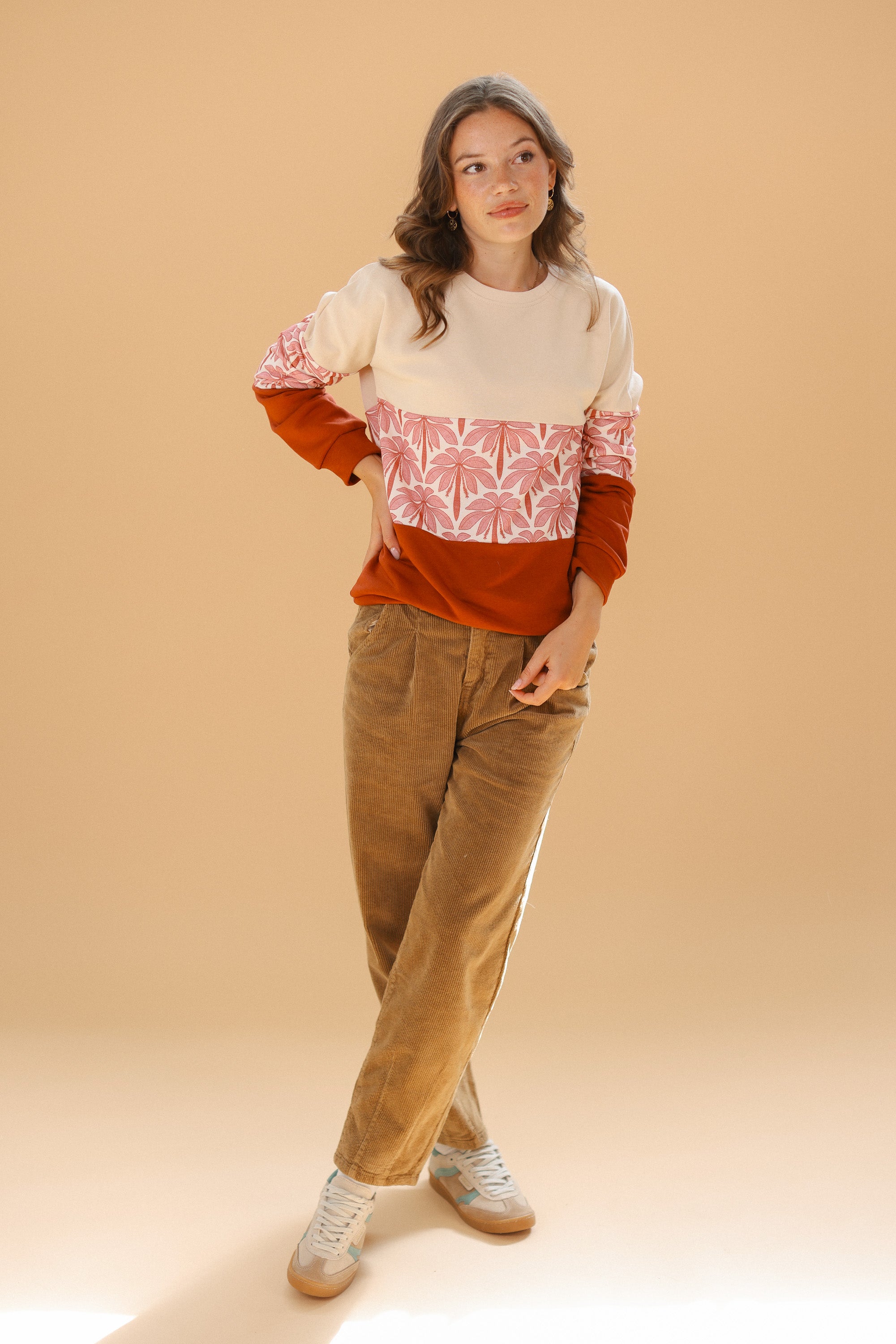 Sweater Mia Cream Rose Palms