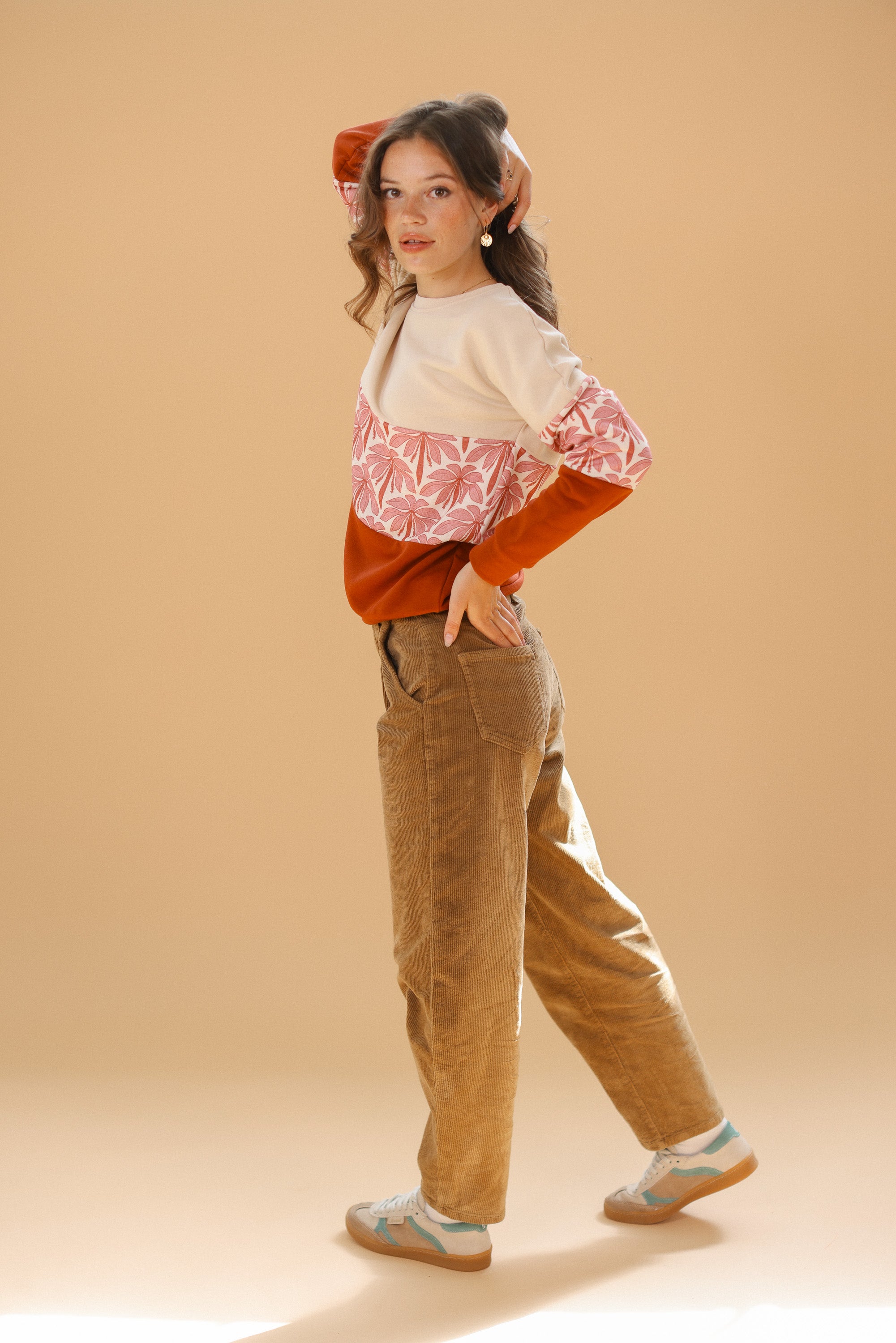 Sweater Mia Cream Rose Palms