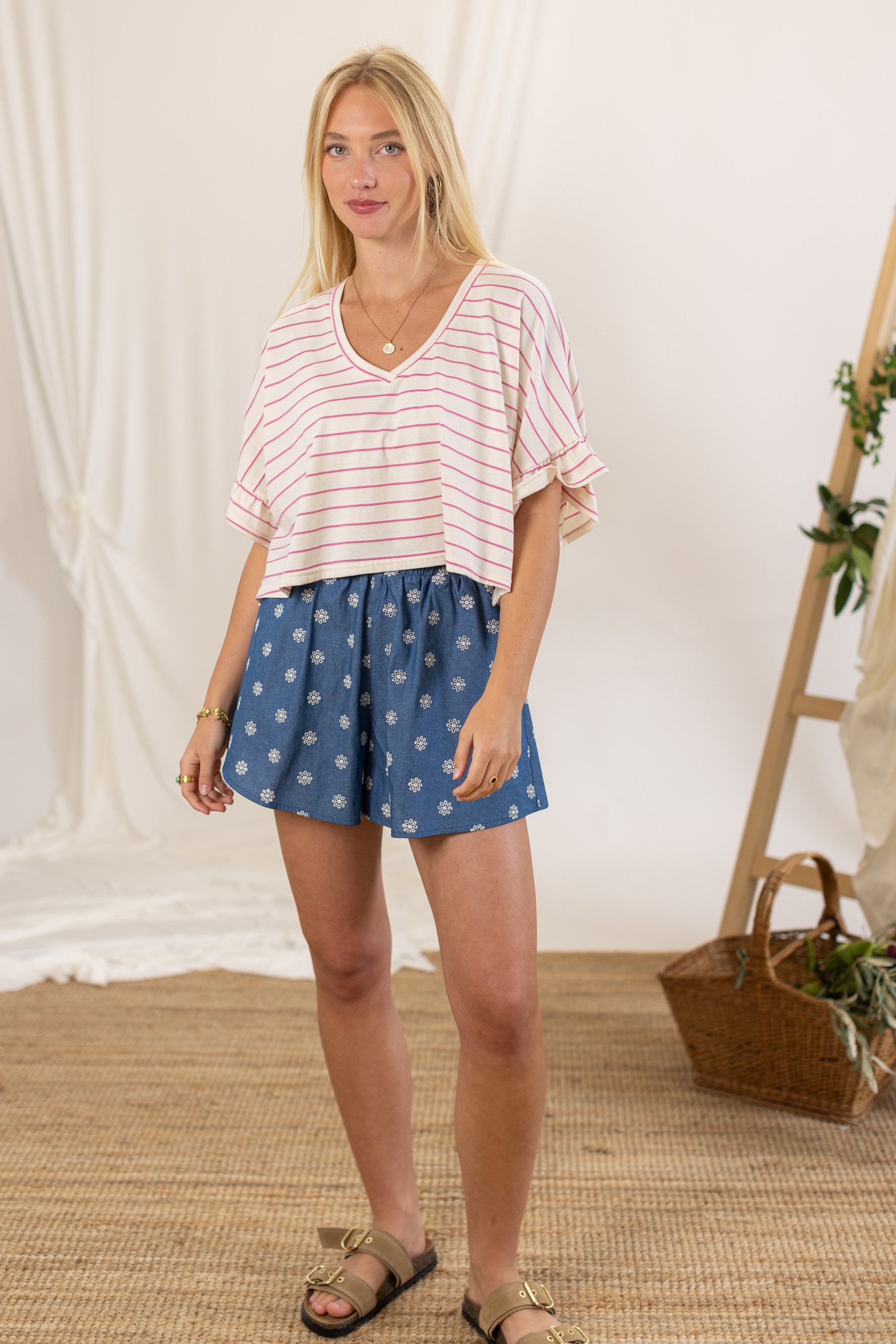 Top Rosienne Magentafarbene Streifen