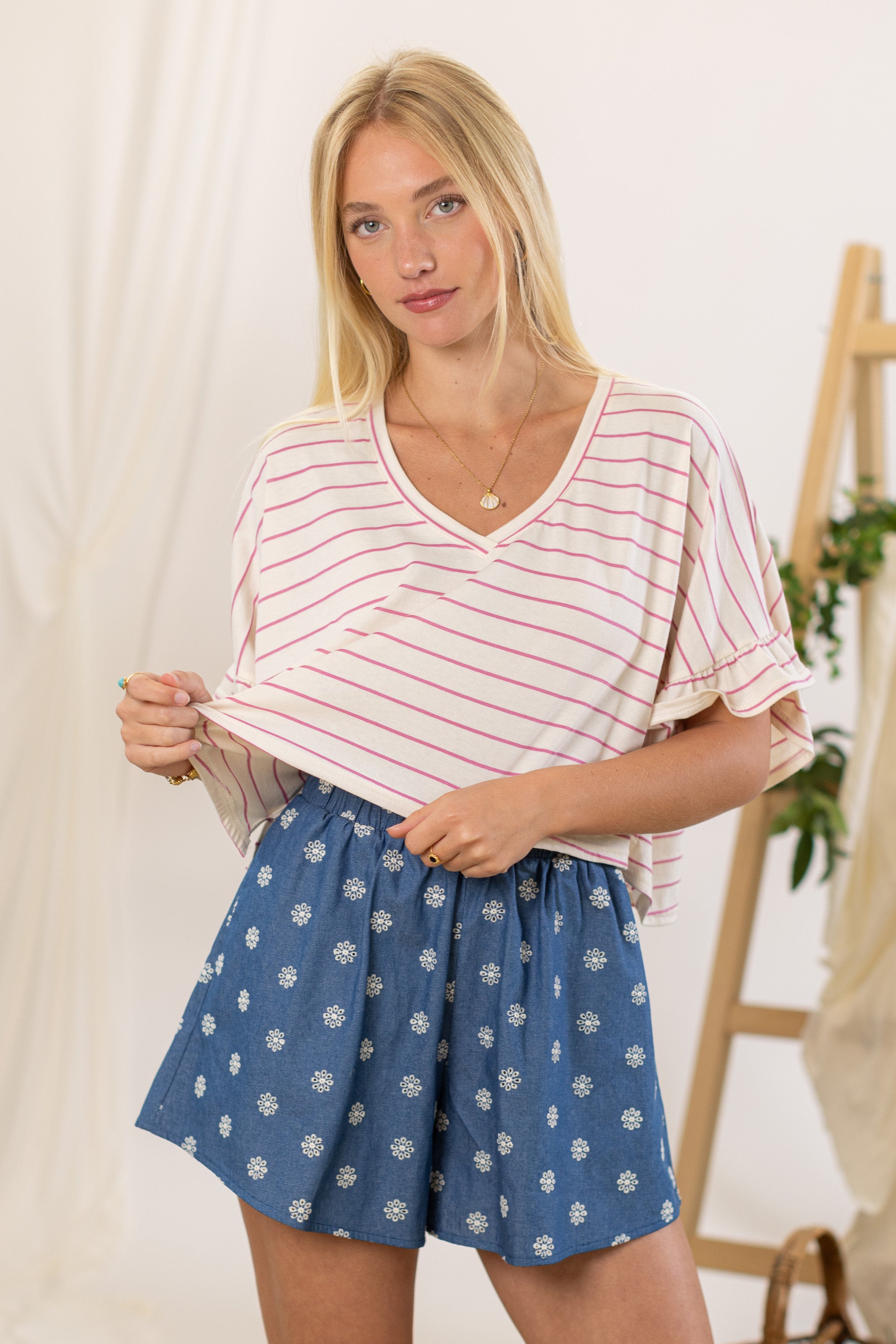 Top Rosienne Magentafarbene Streifen