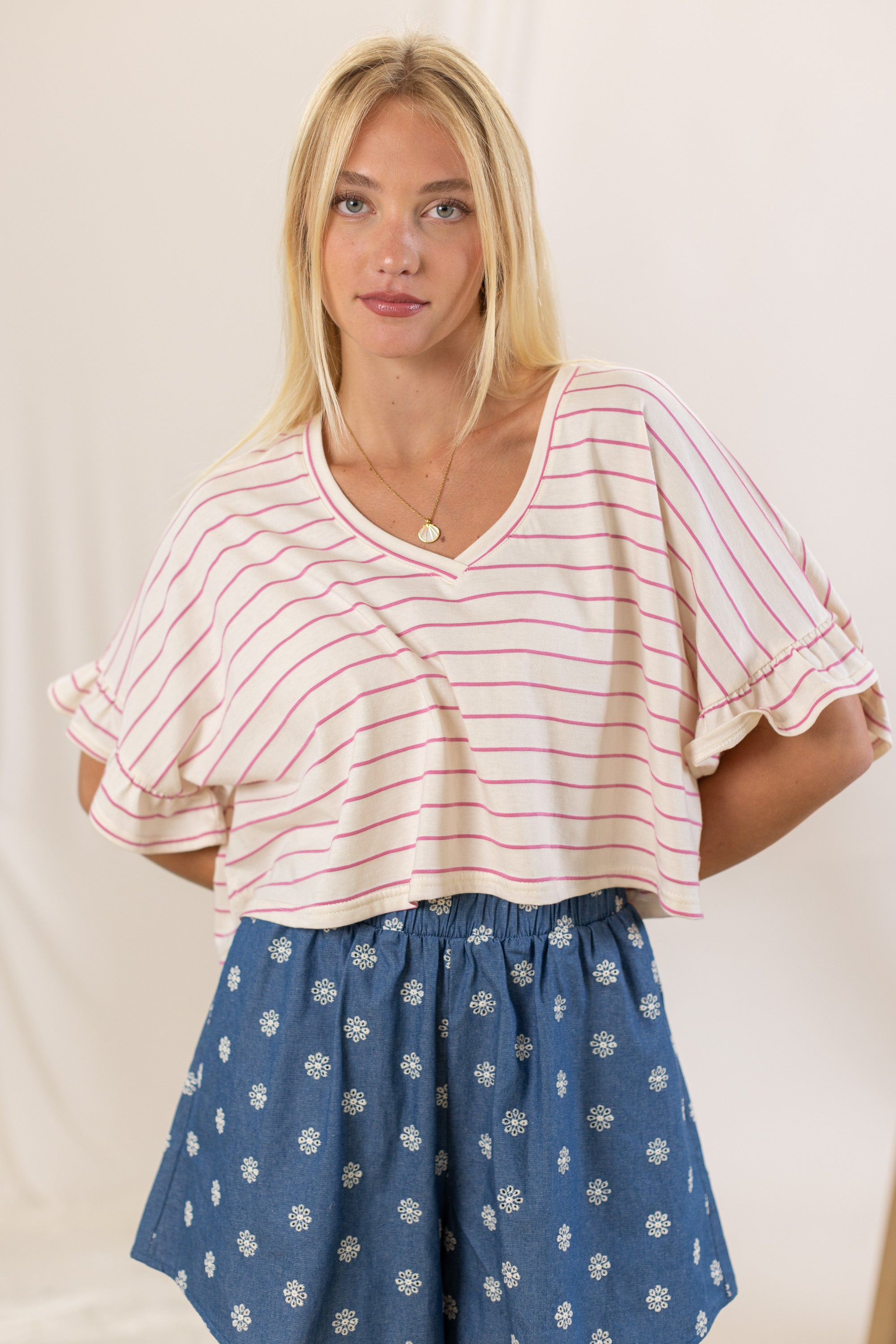 Top Rosienne Magentafarbene Streifen