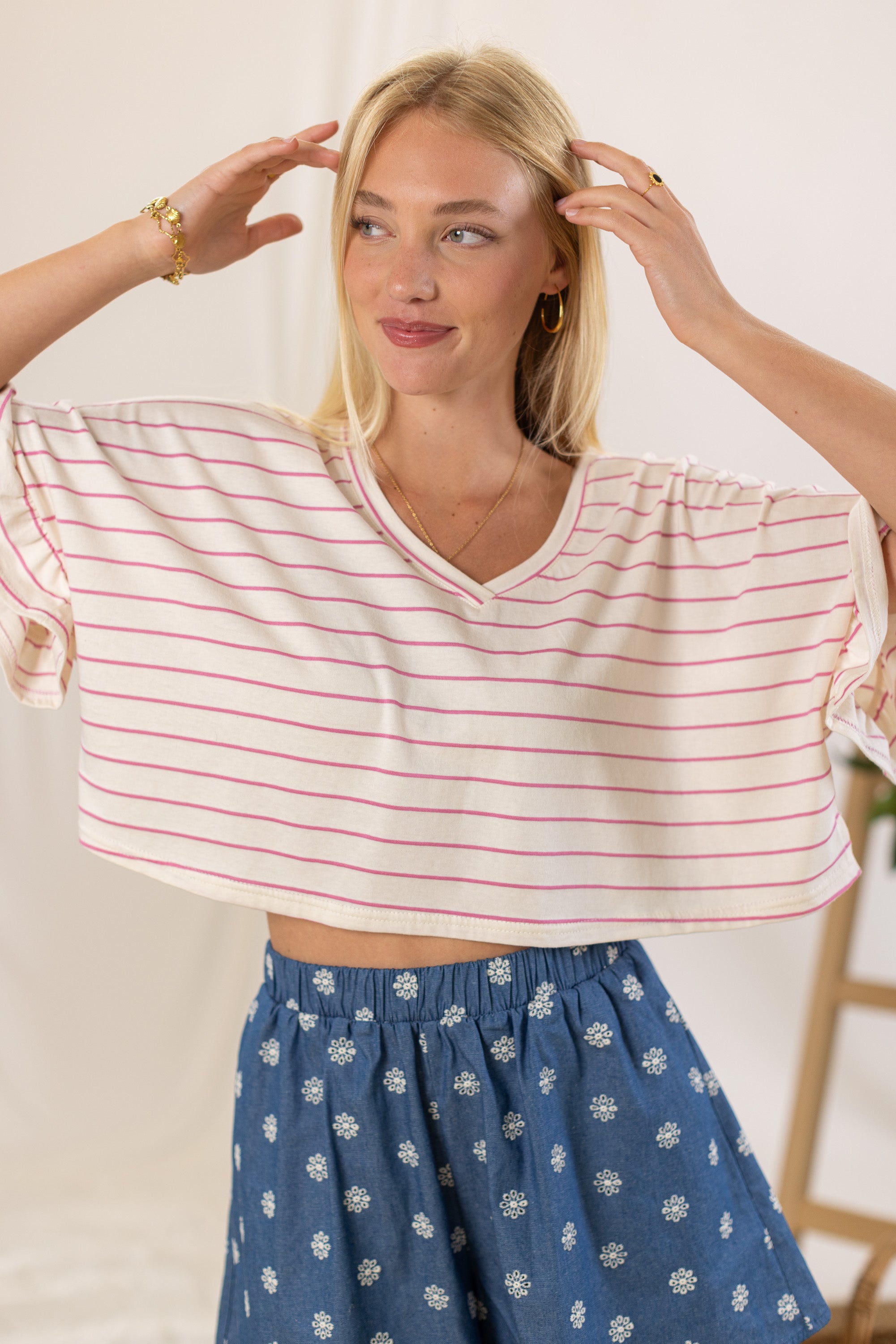 Top Rosienne Magentafarbene Streifen