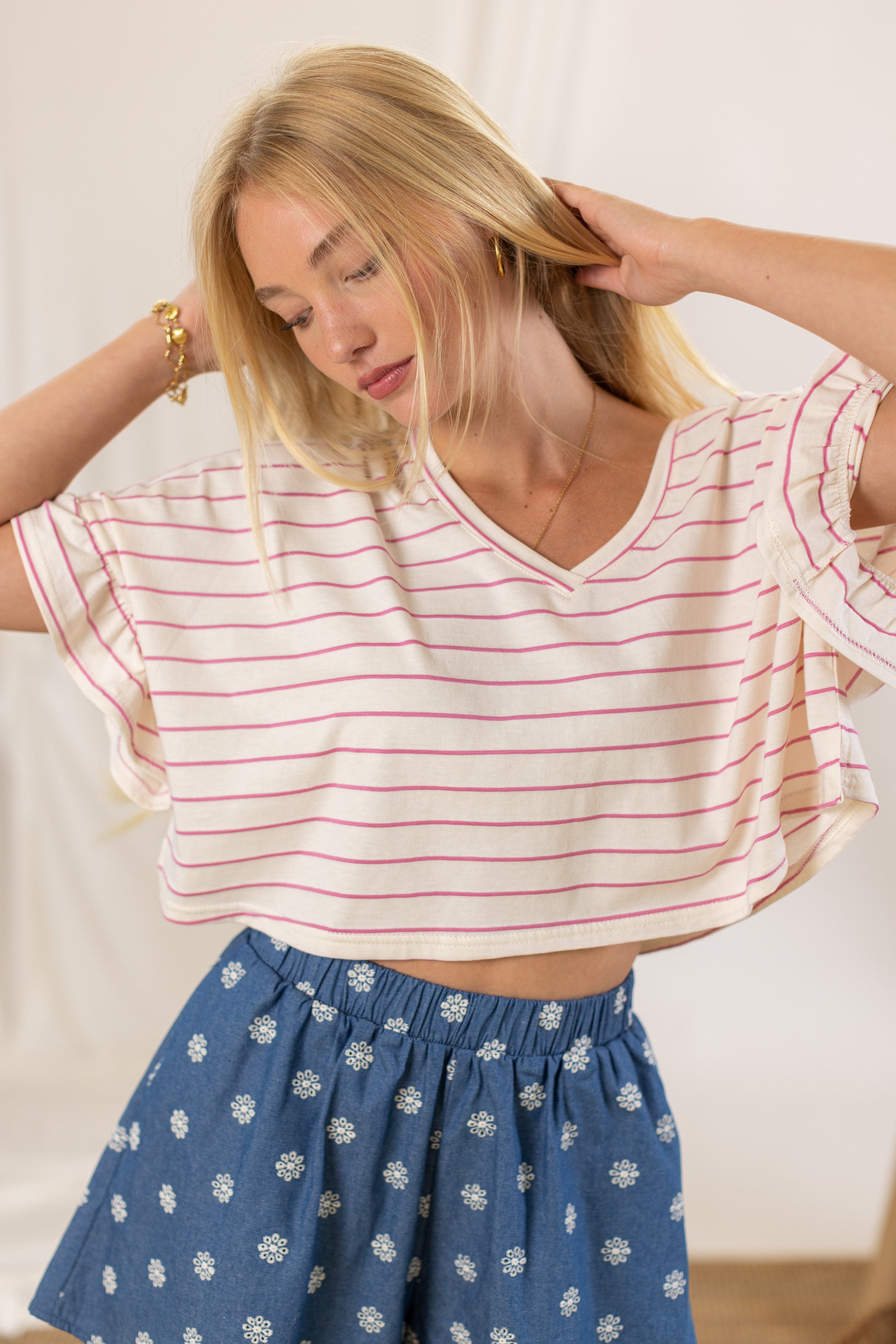 Top Rosienne Magentafarbene Streifen