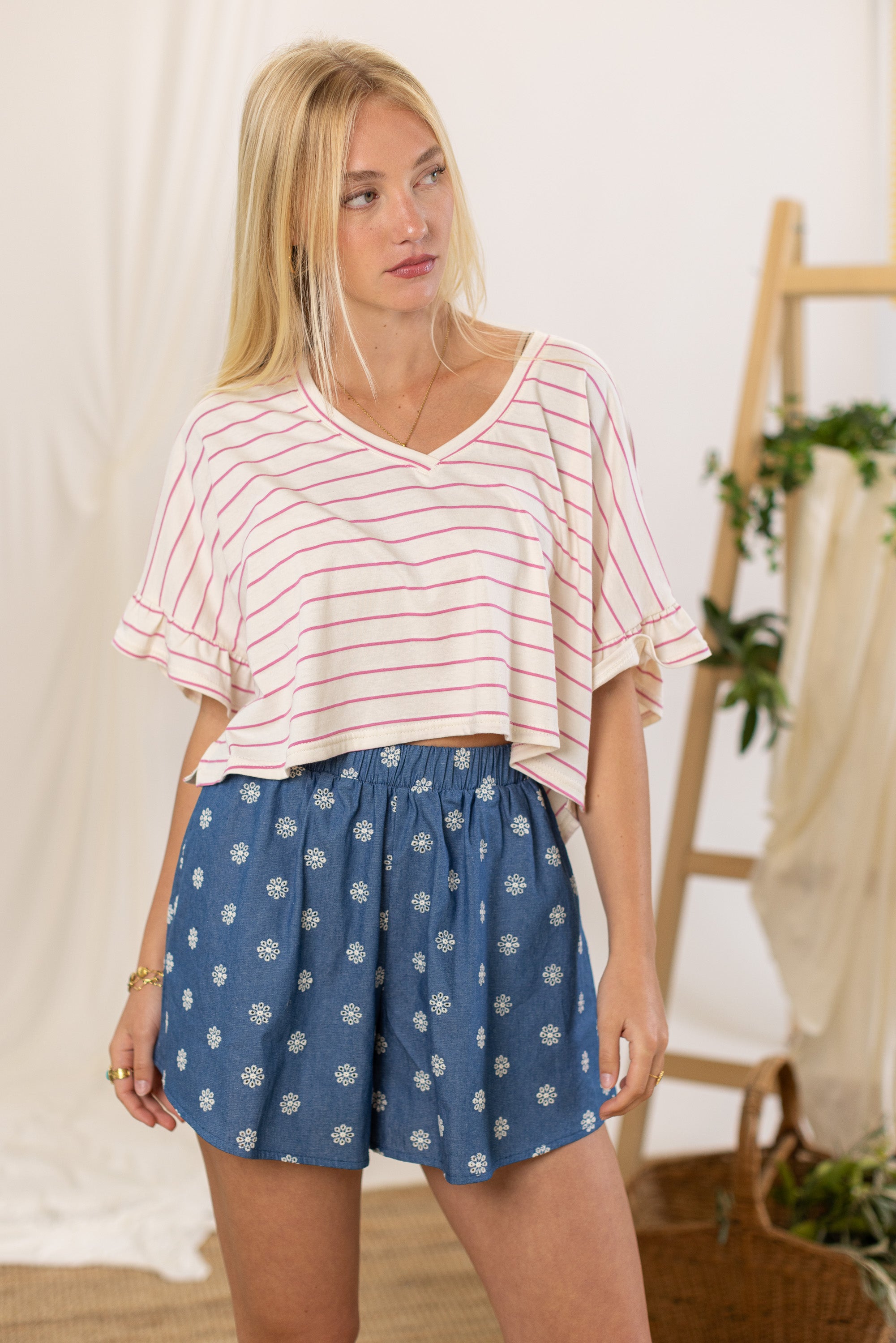 Top Rosienne Magentafarbene Streifen