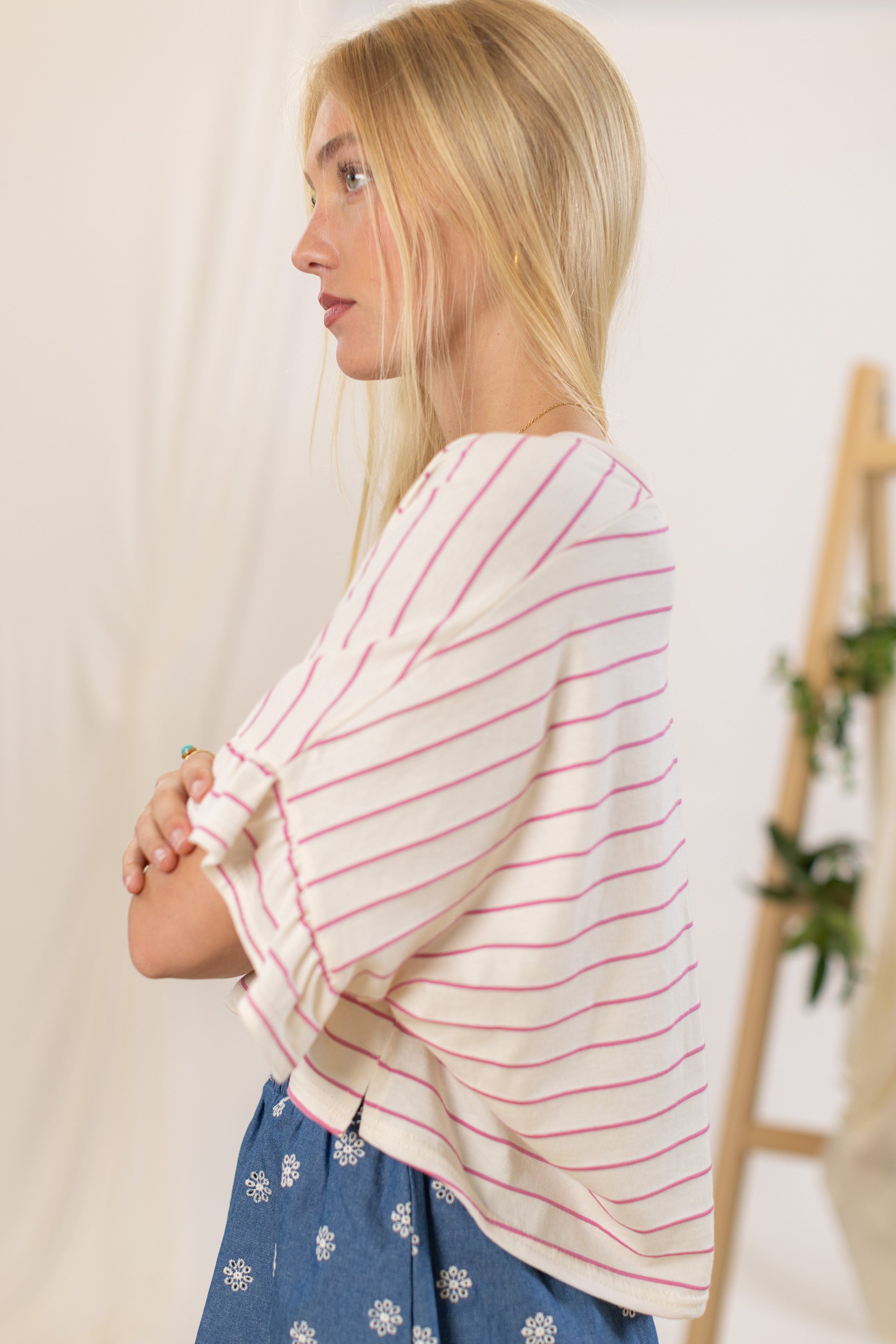 Top Rosienne Magentafarbene Streifen