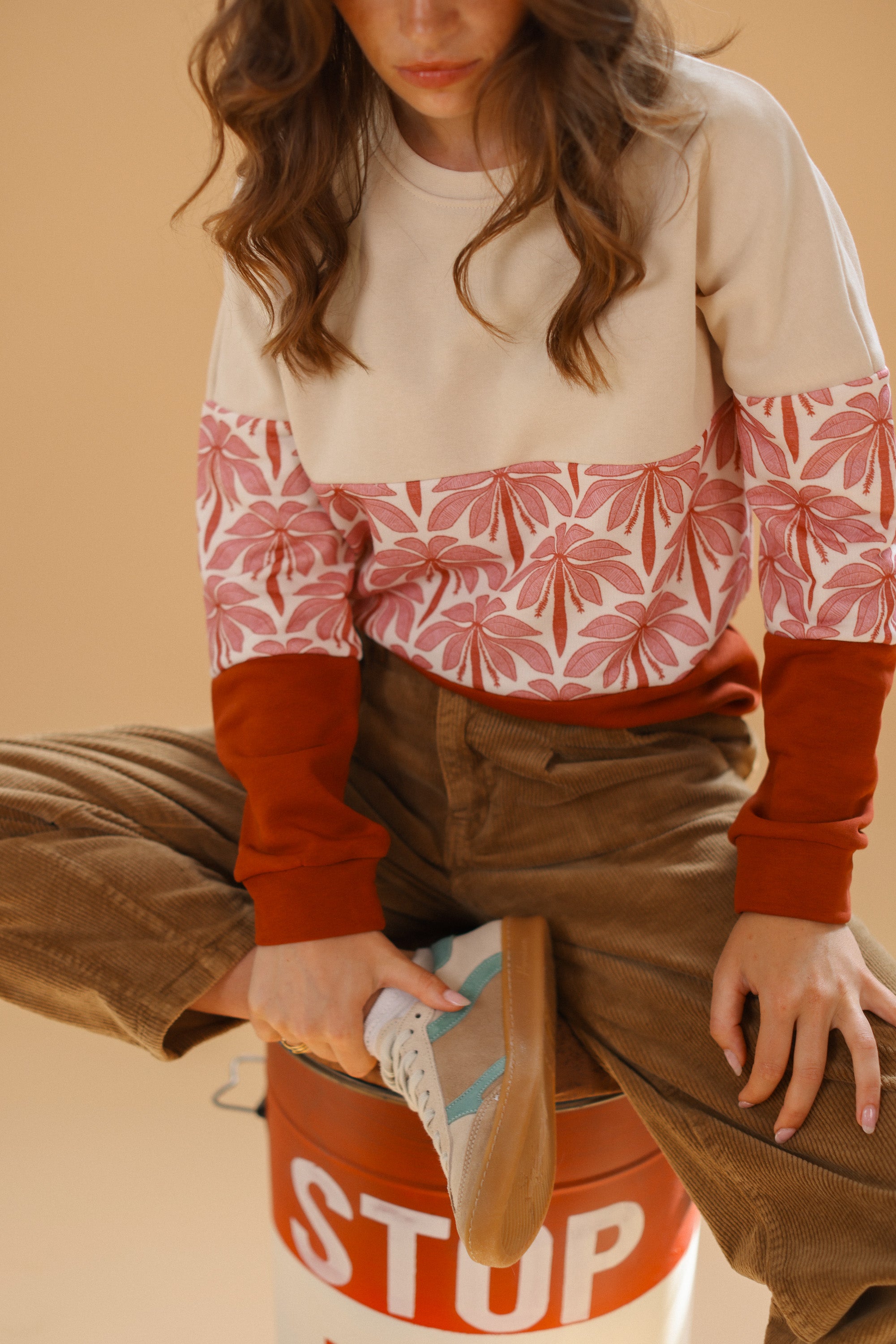 Sweater Mia Cream Rose Palms
