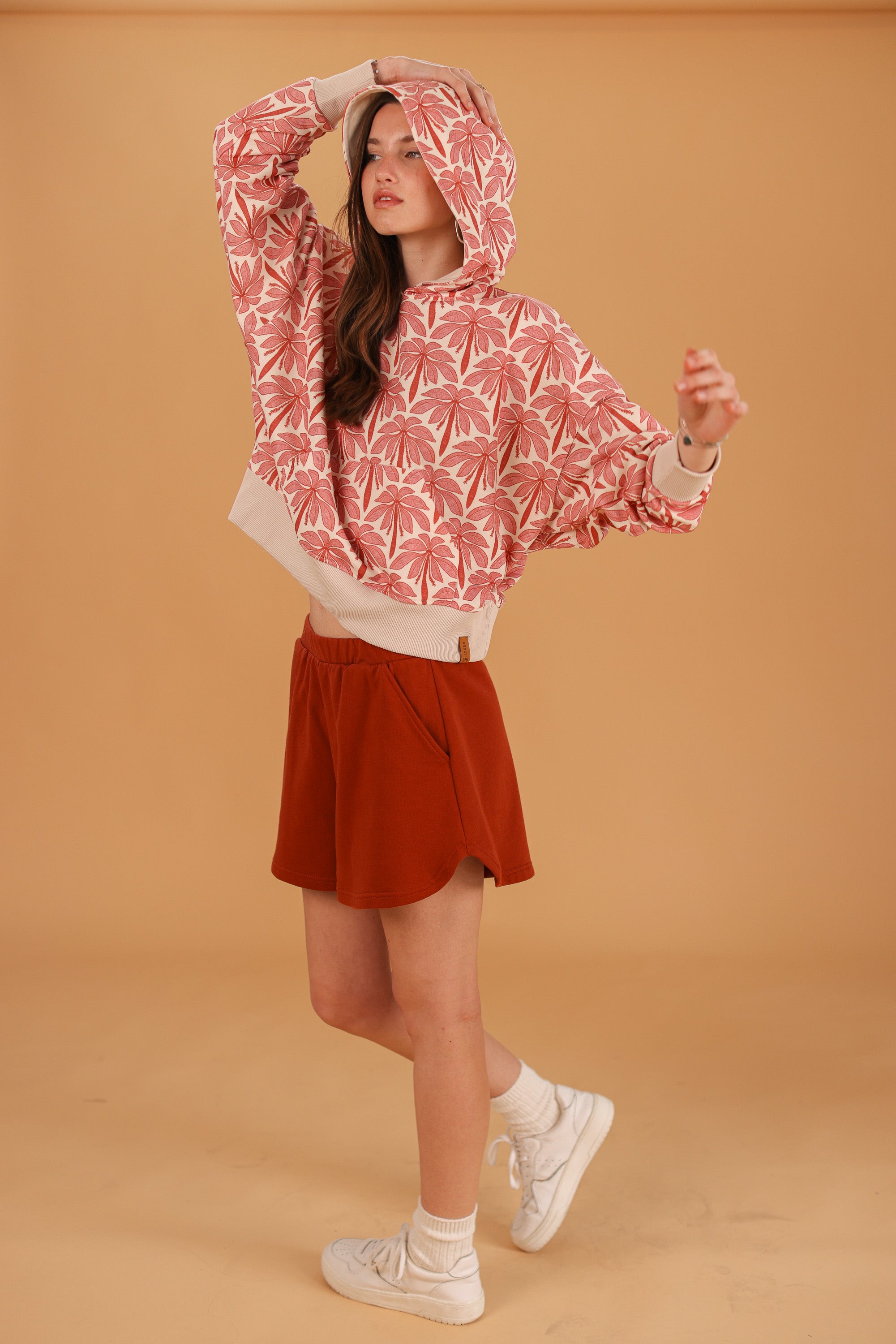 Hoodie Leyla Cream Rose Palms