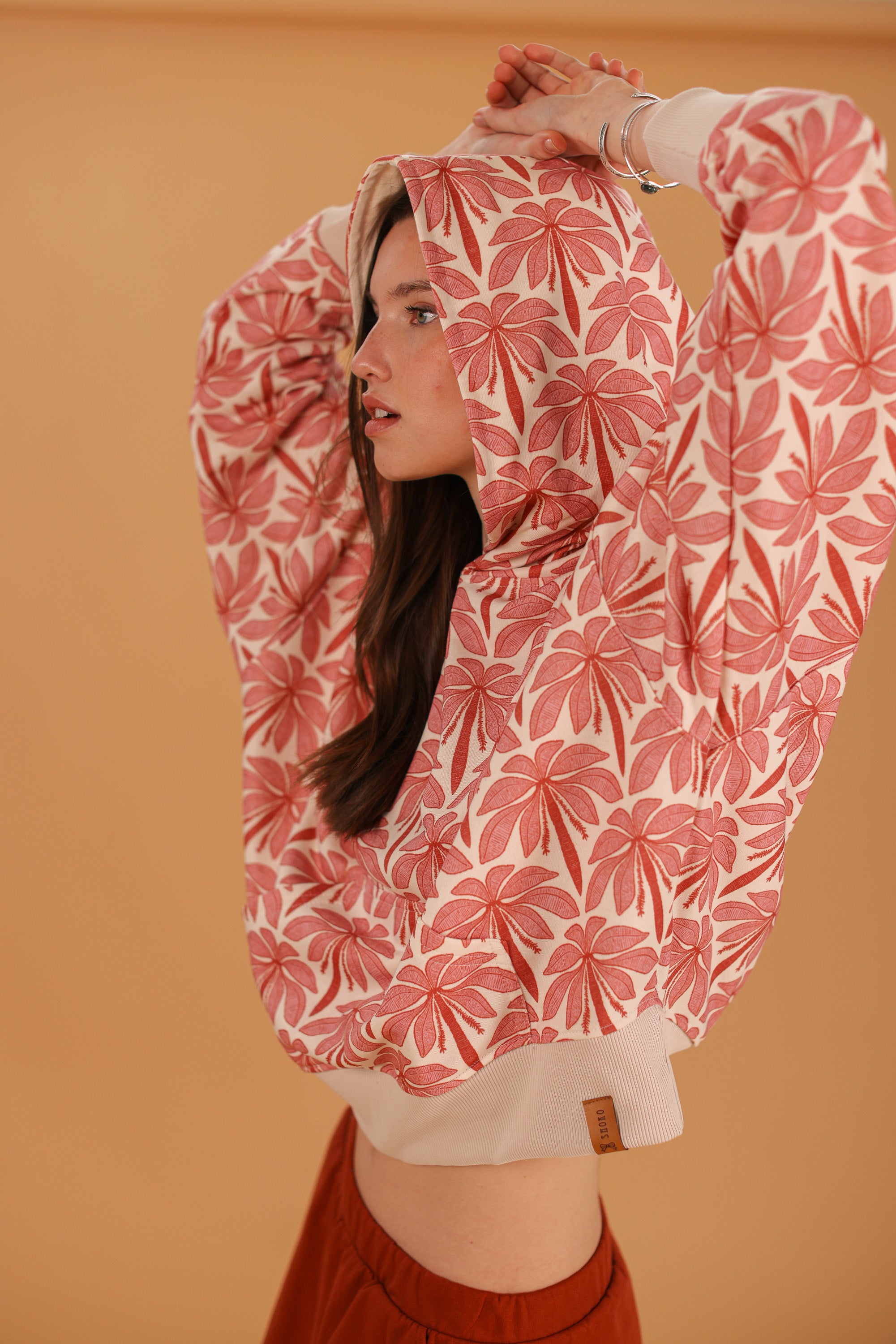 Hoodie Leyla Cream Rose Palms