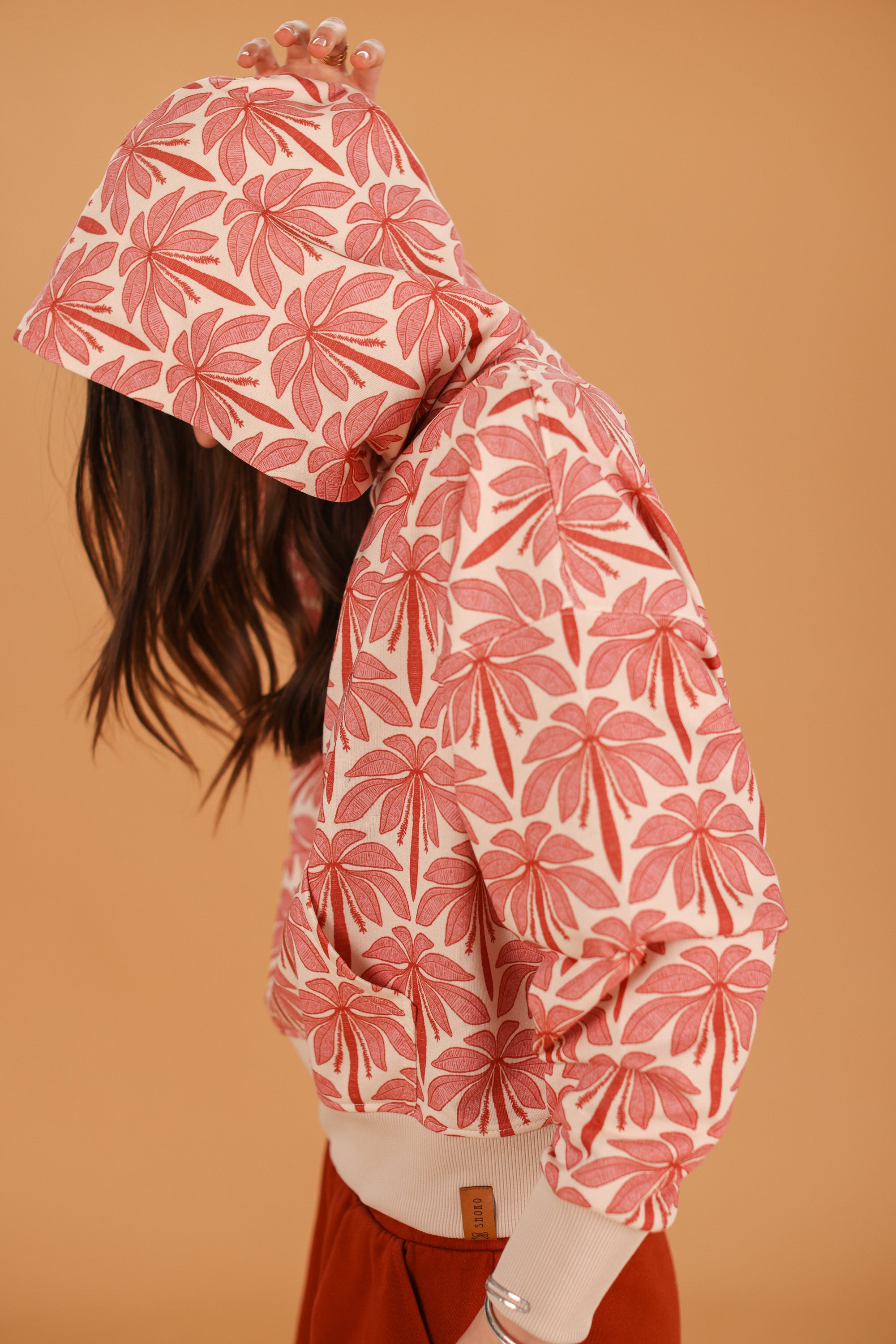 Hoodie Leyla Cream Rose Palms