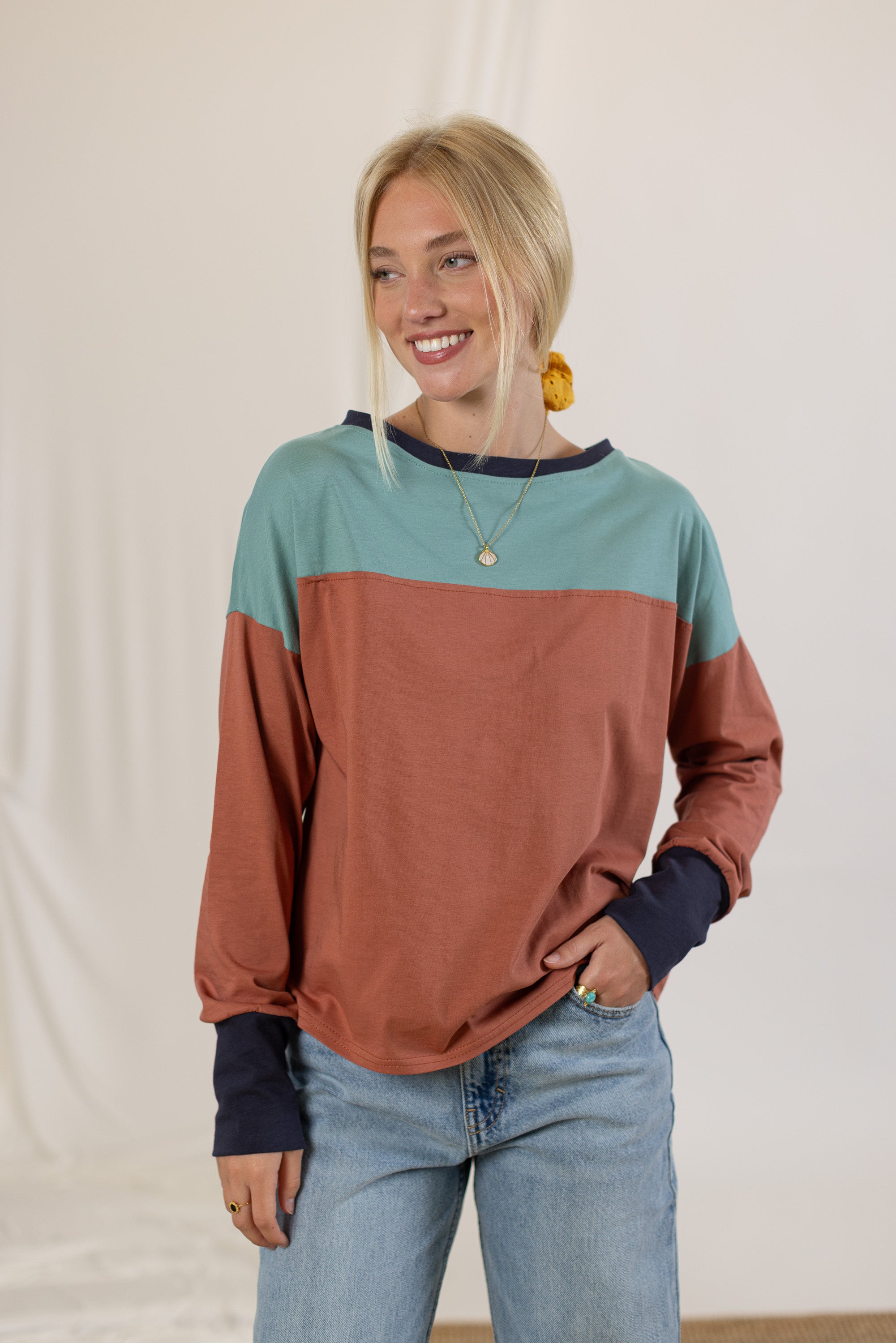 Oberteil Dalianne Terrakotta Blau