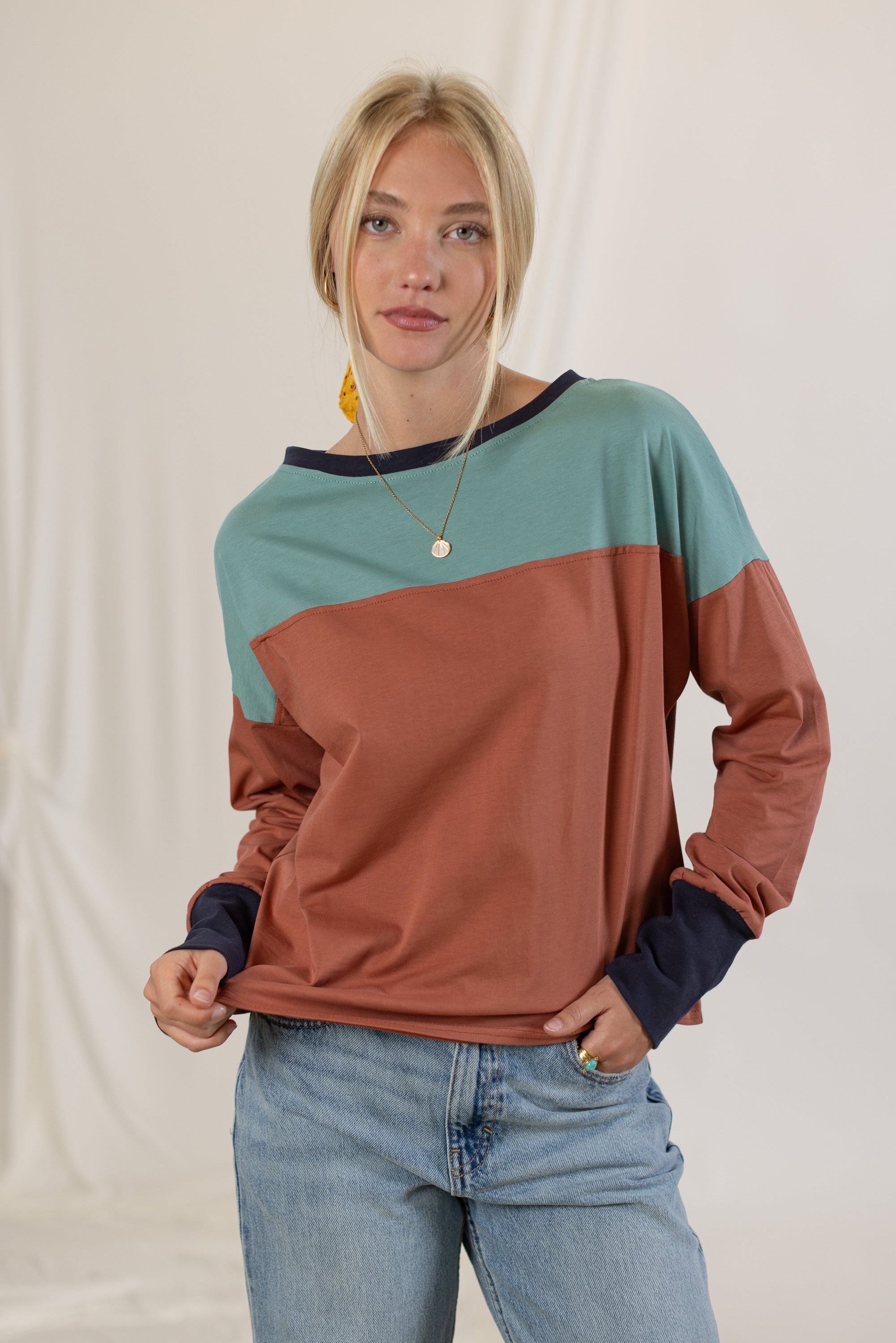 Oberteil Dalianne Terrakotta Blau