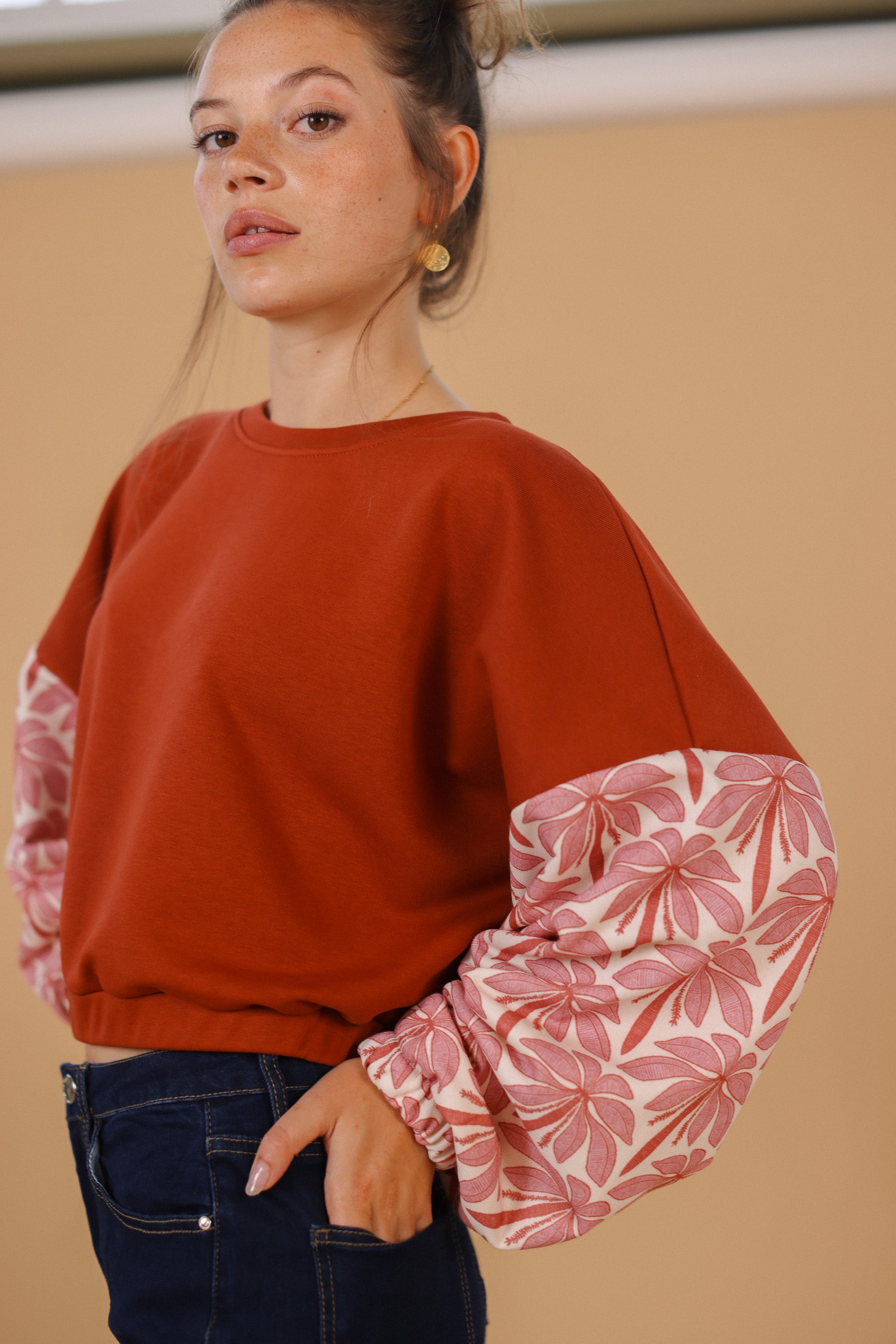 Sweater Maelis Terracotta Rose Palms
