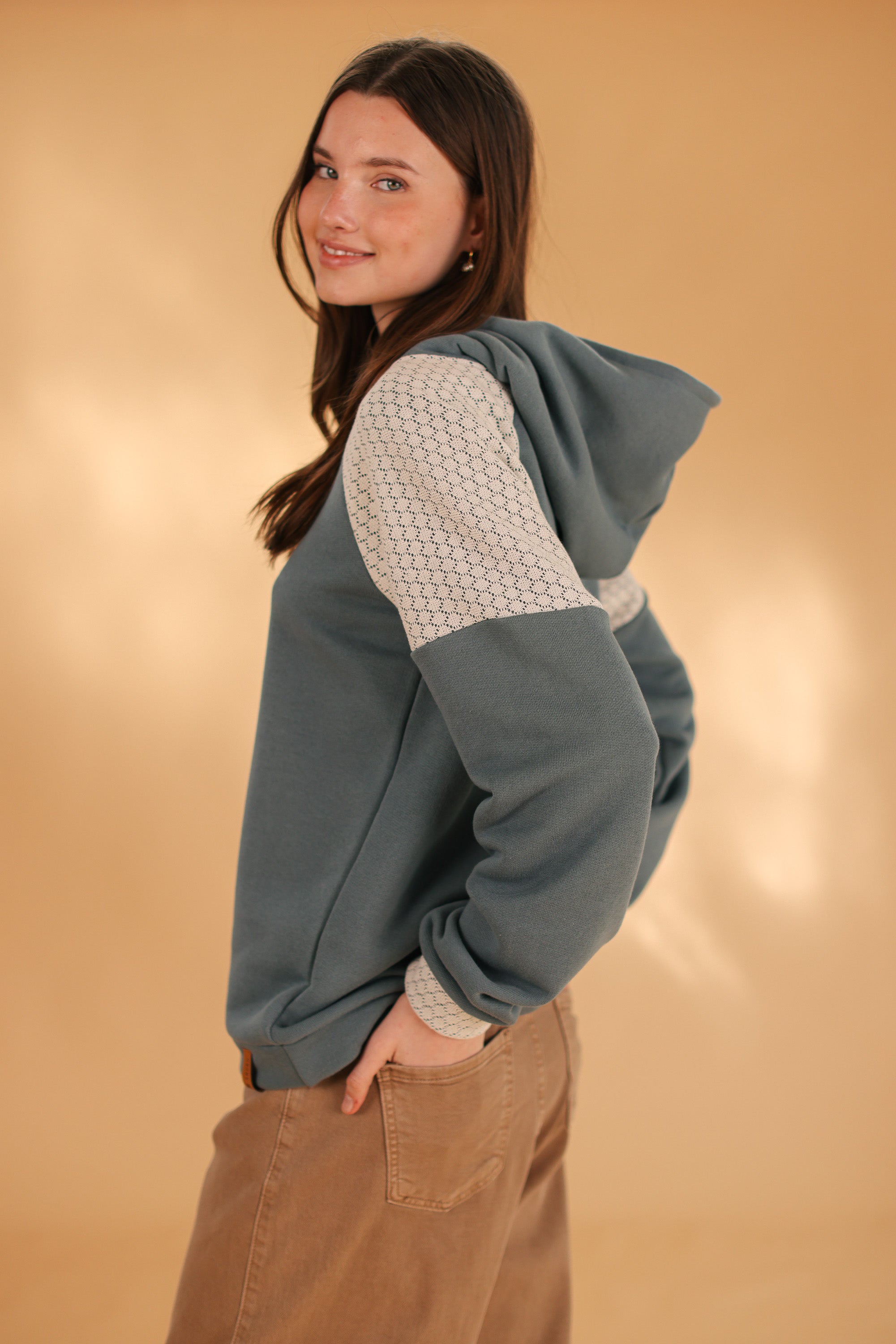 Hoodie Meyra Teal Lace