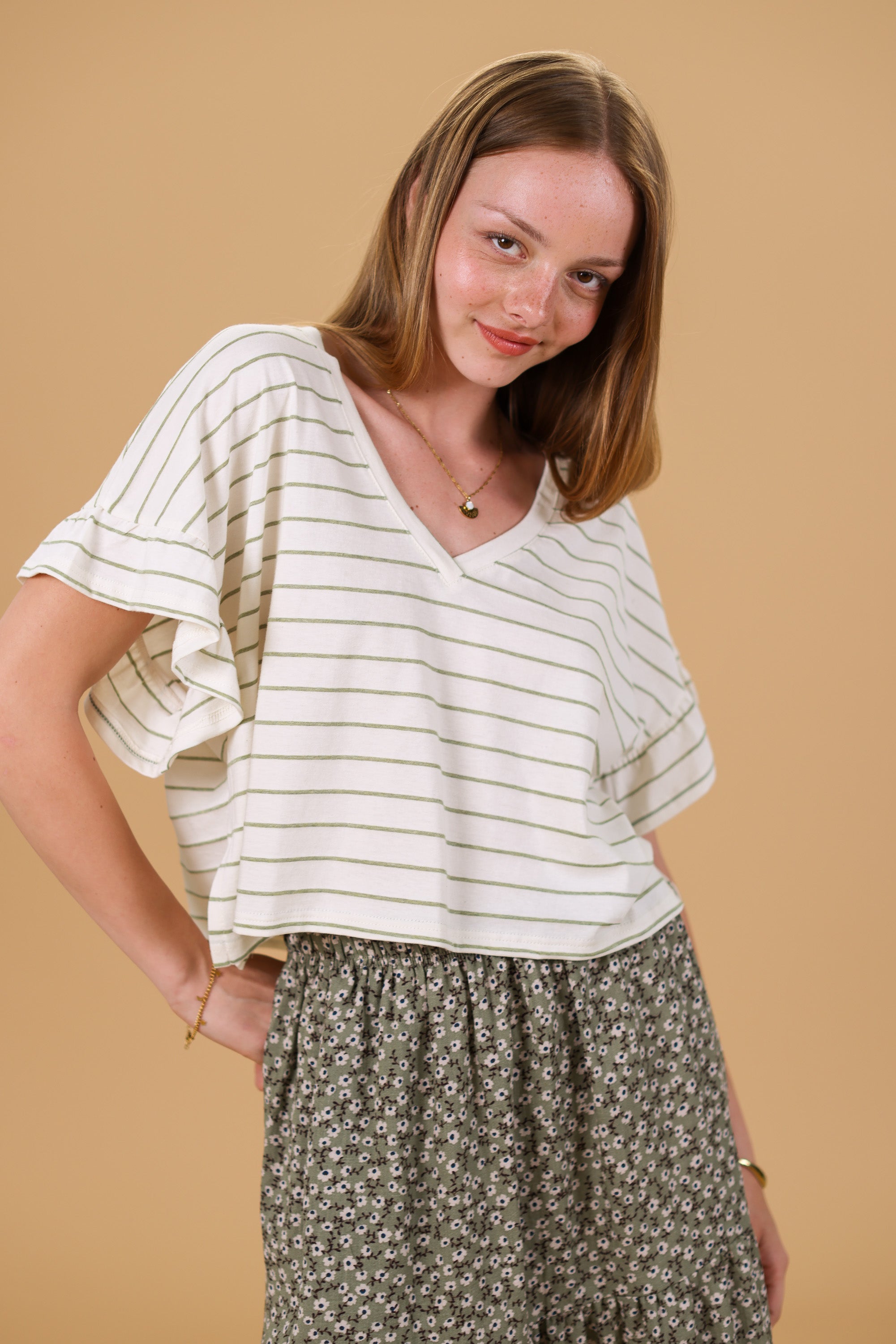 Top Rosienne Olive Stripes