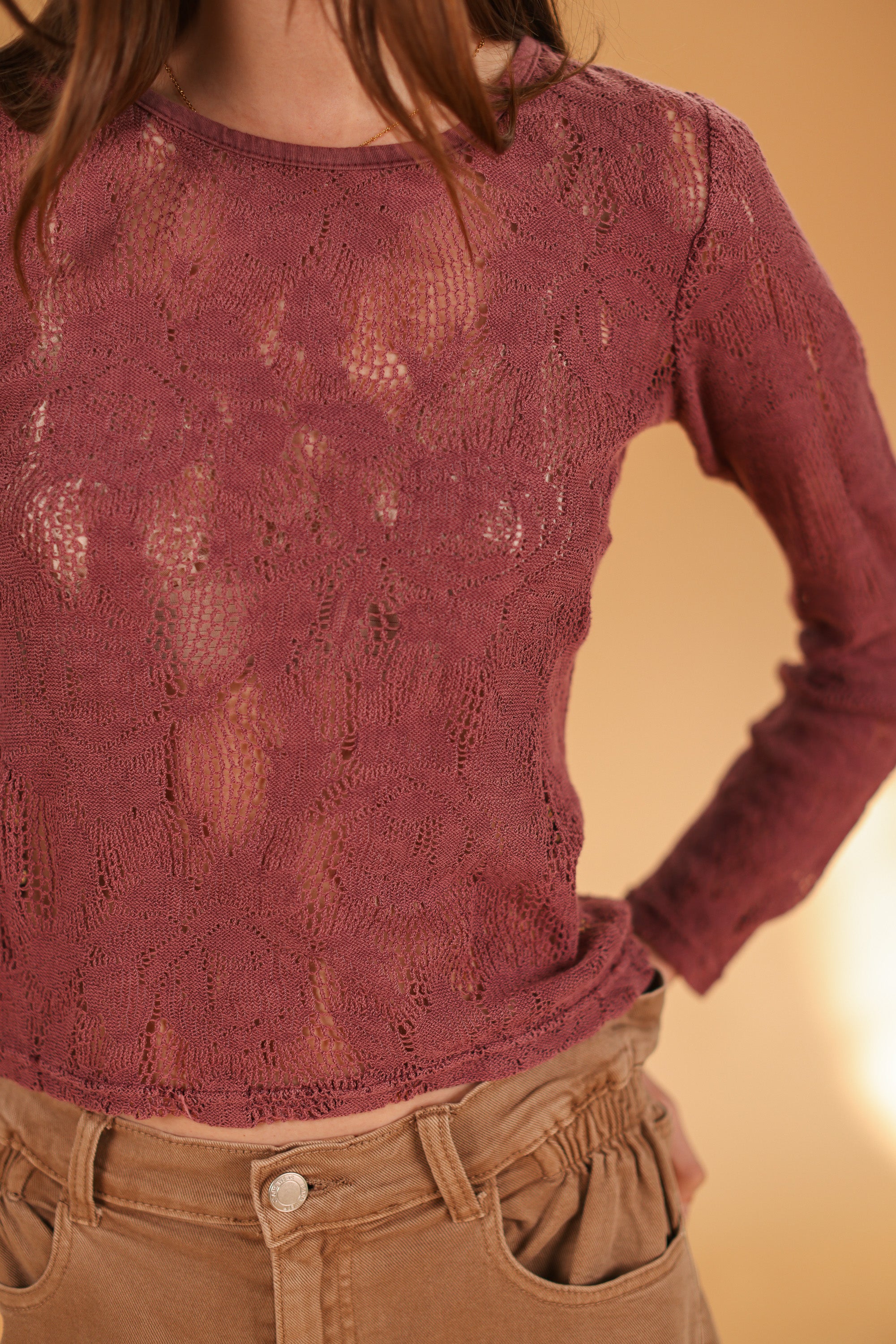 Top Marlena Stonewashed Plum Lace