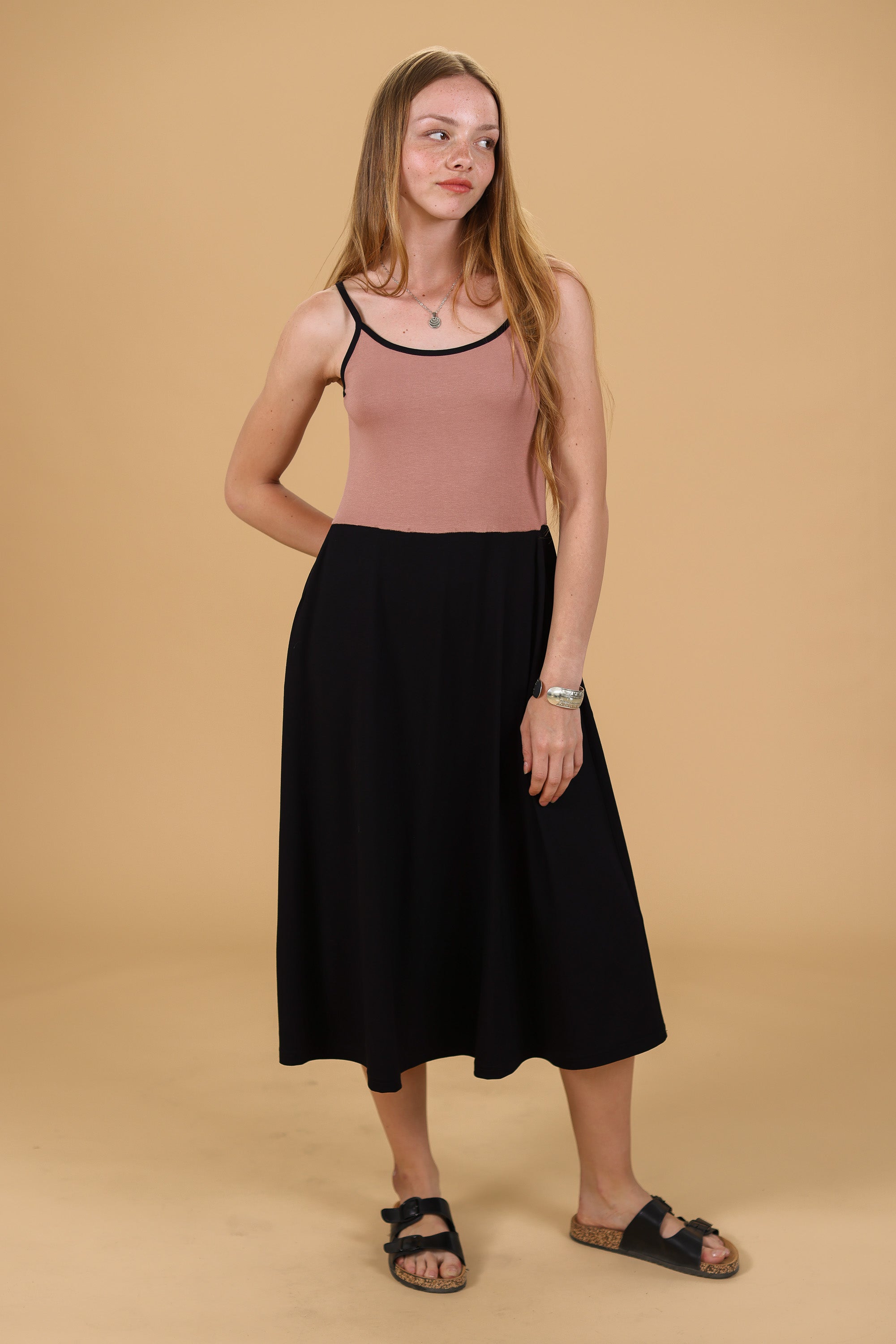 Dress Alice Black and Dusty Pink
