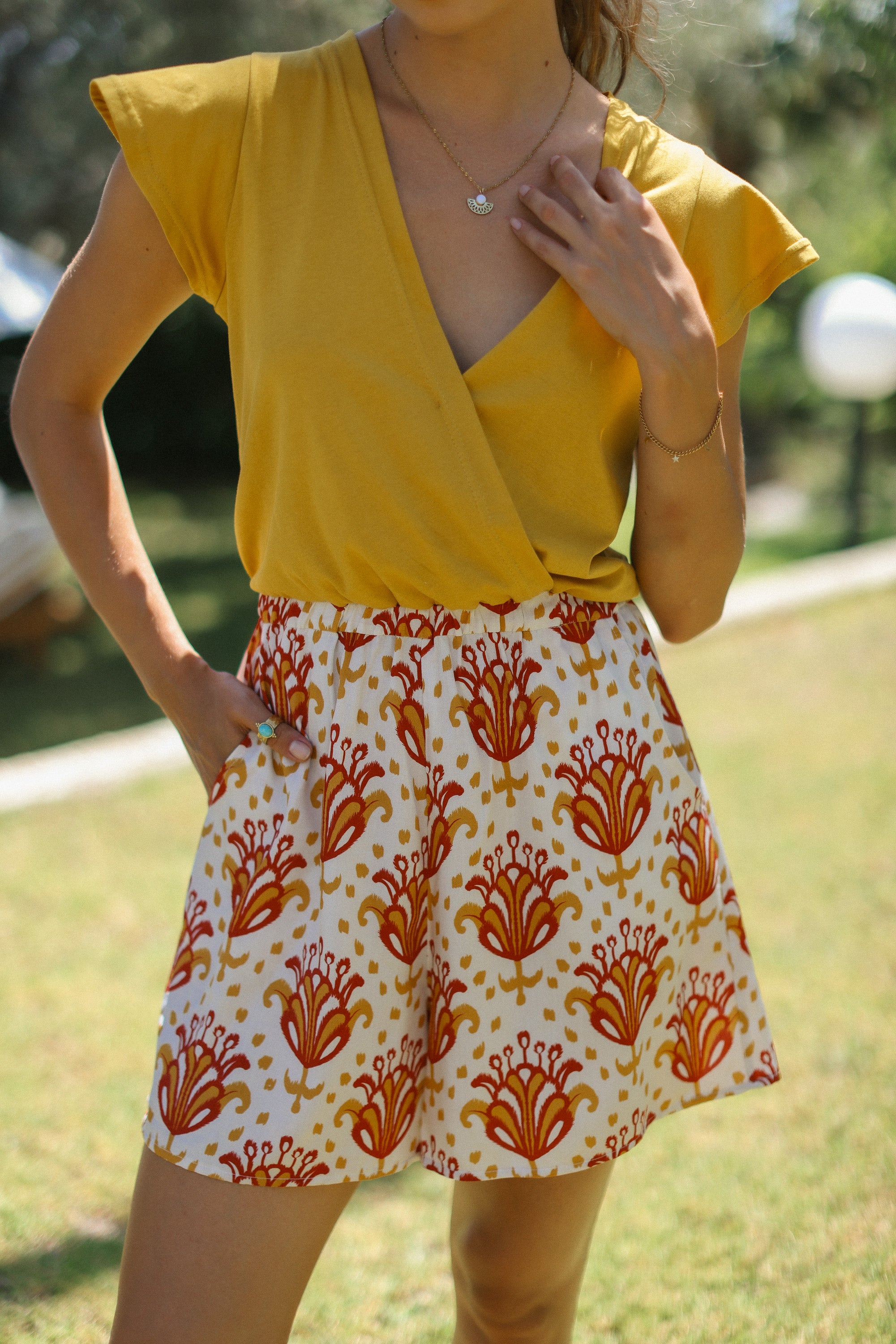 Playsuit Rory Mustard Tulips