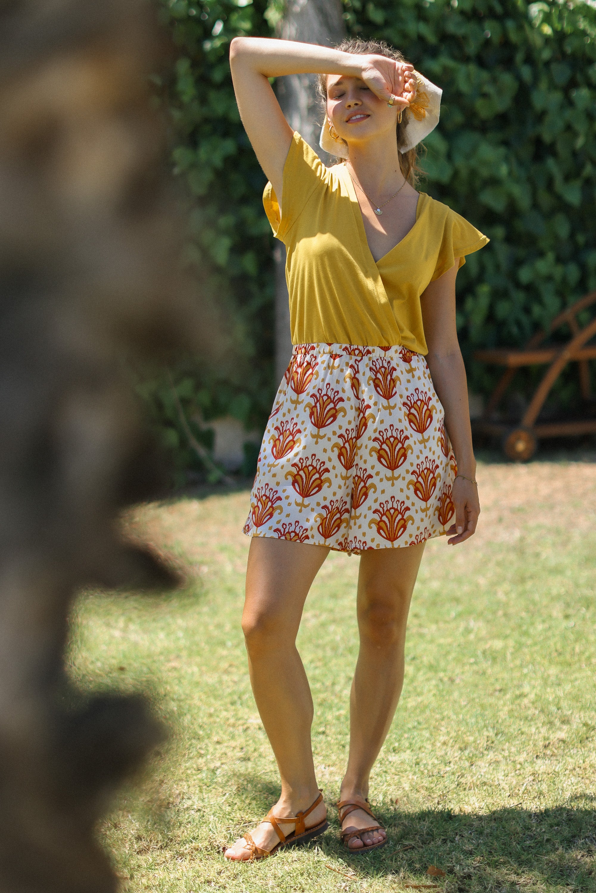 Playsuit Rory Mustard Tulips