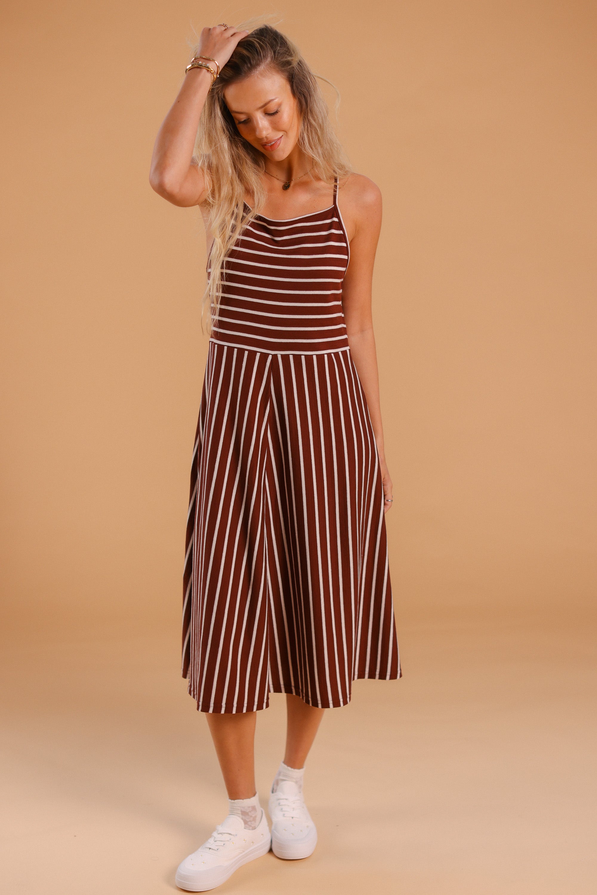Dress Angie Maroon Stripes