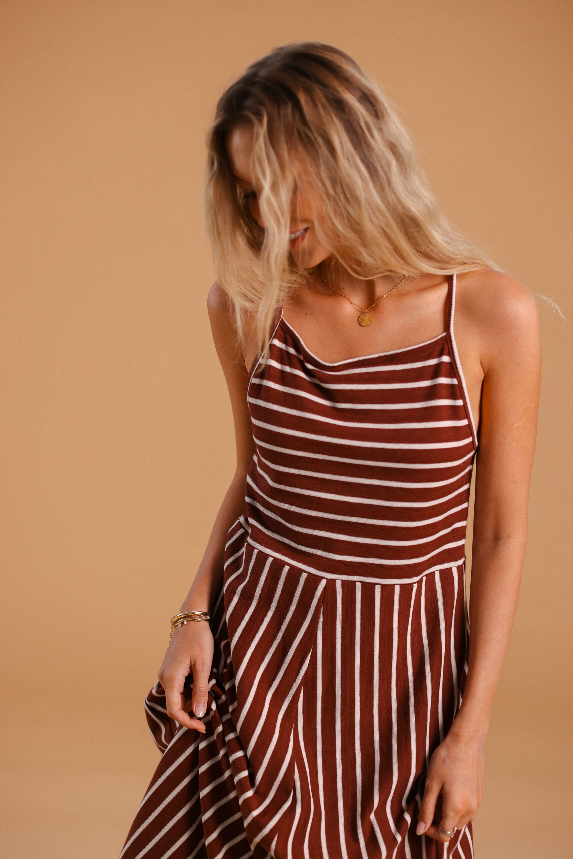 Dress Angie Maroon Stripes