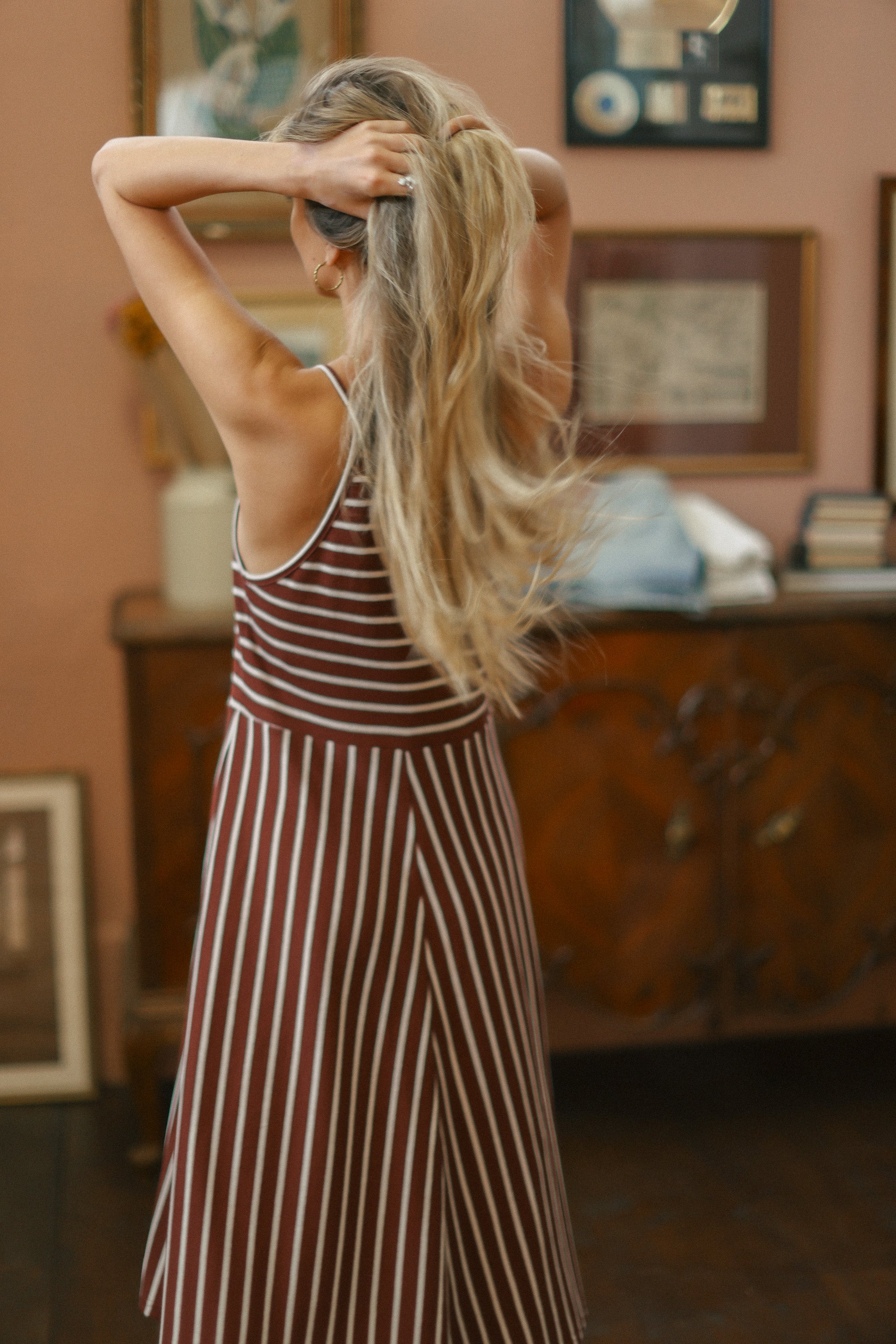 Dress Angie Maroon Stripes
