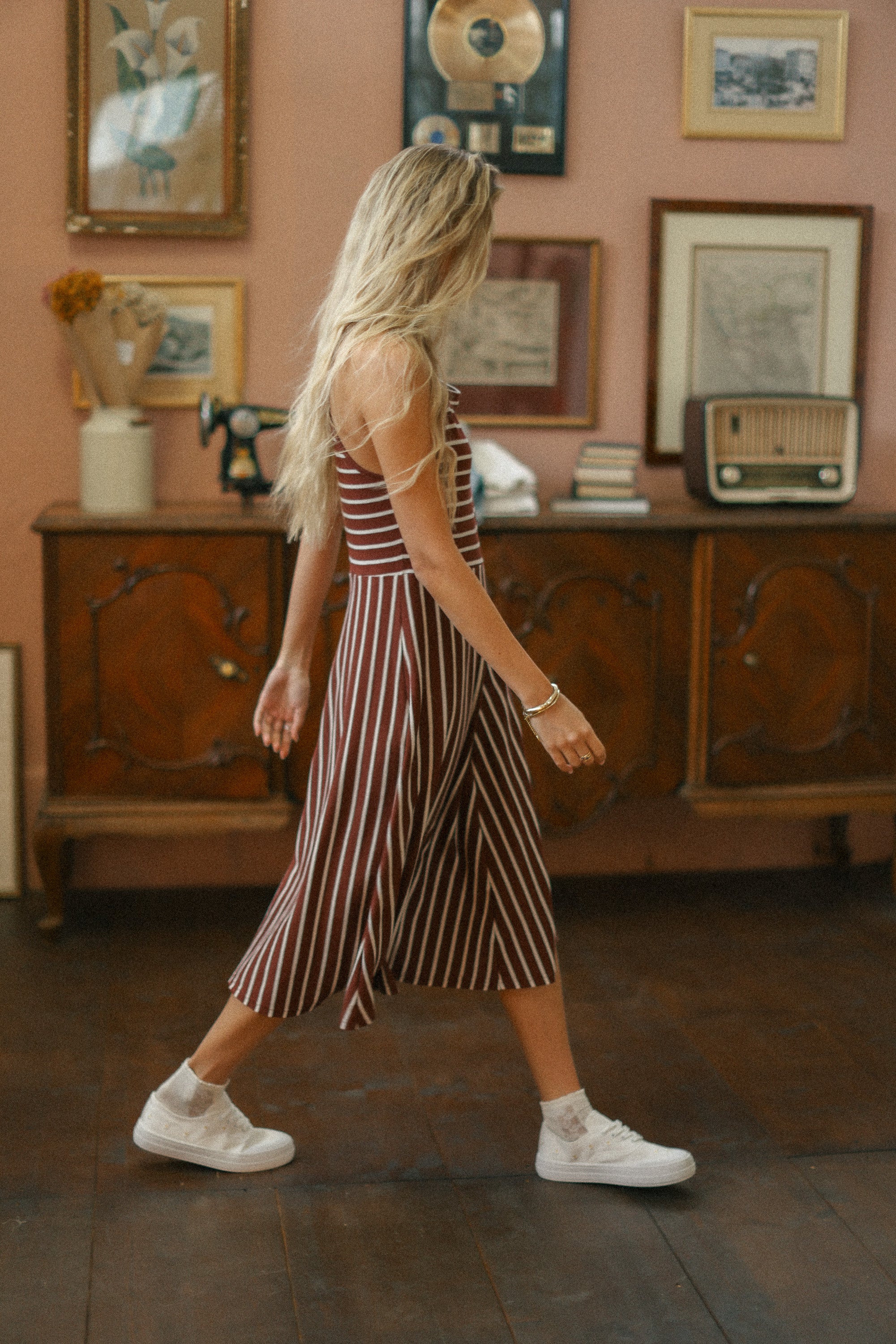 Dress Angie Maroon Stripes