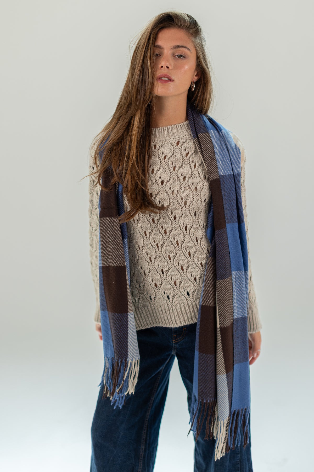 Scarf Leina Blue & Brown