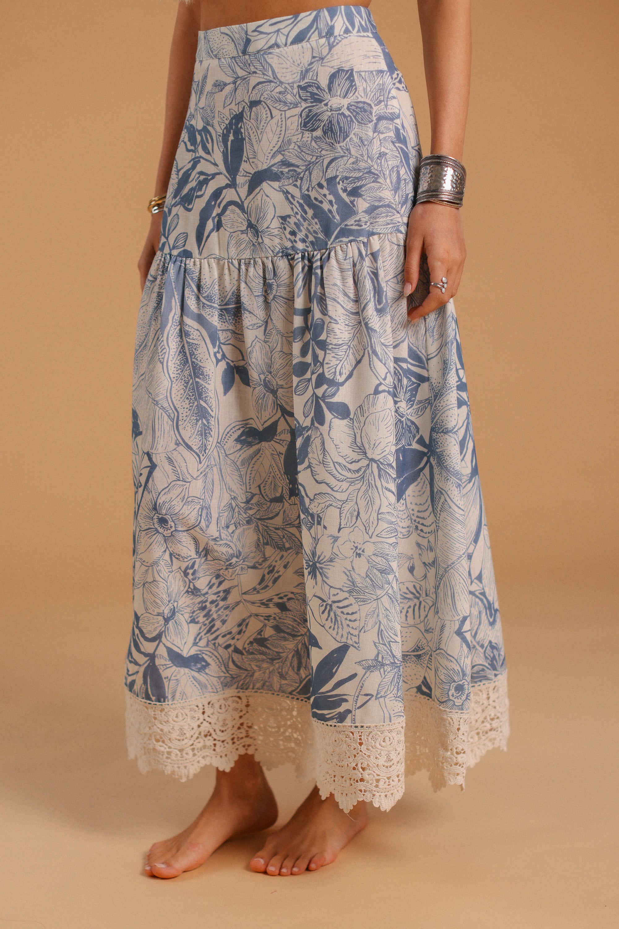 Skirt Celina Blue Flowers