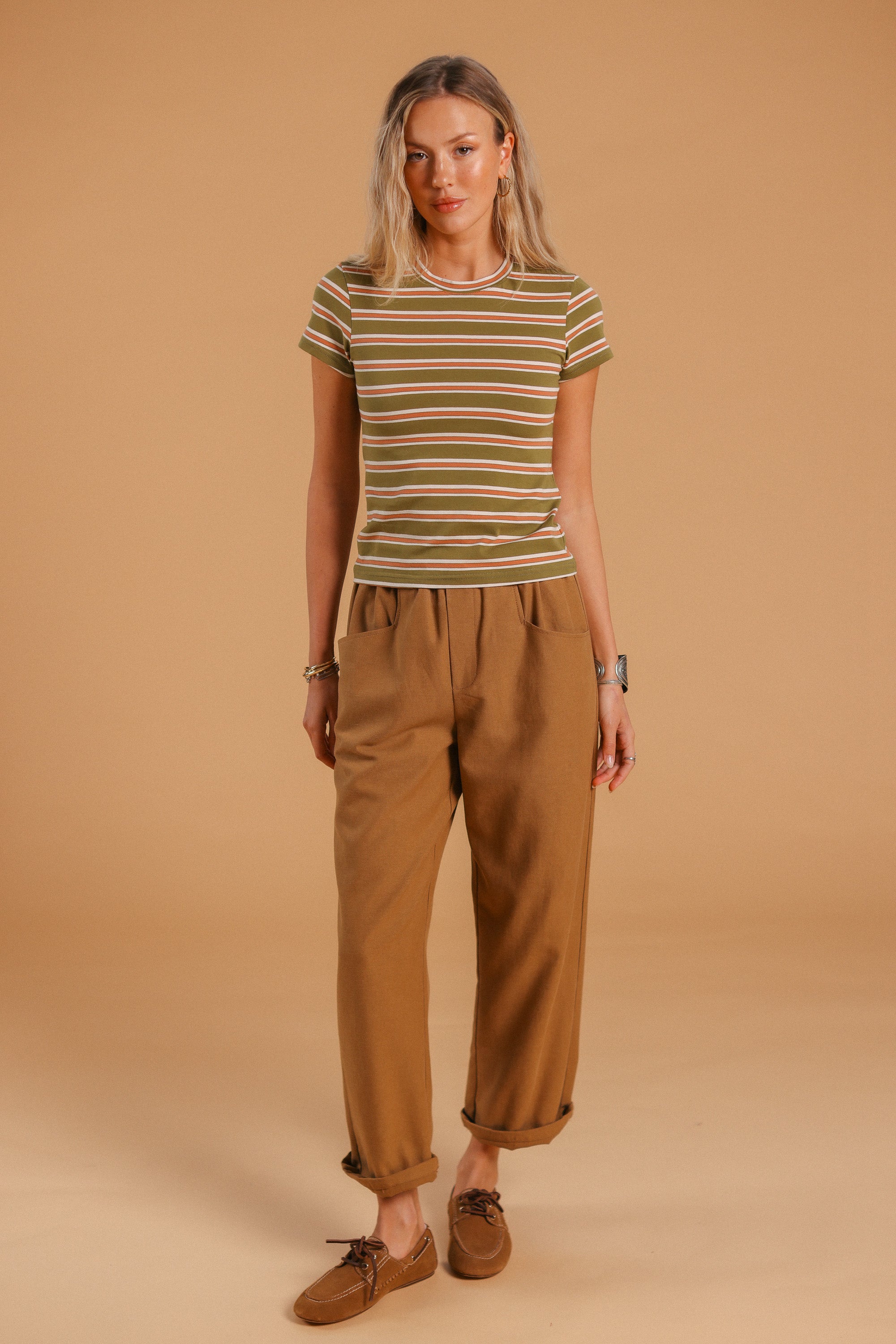 Top Jules Olive Stripes