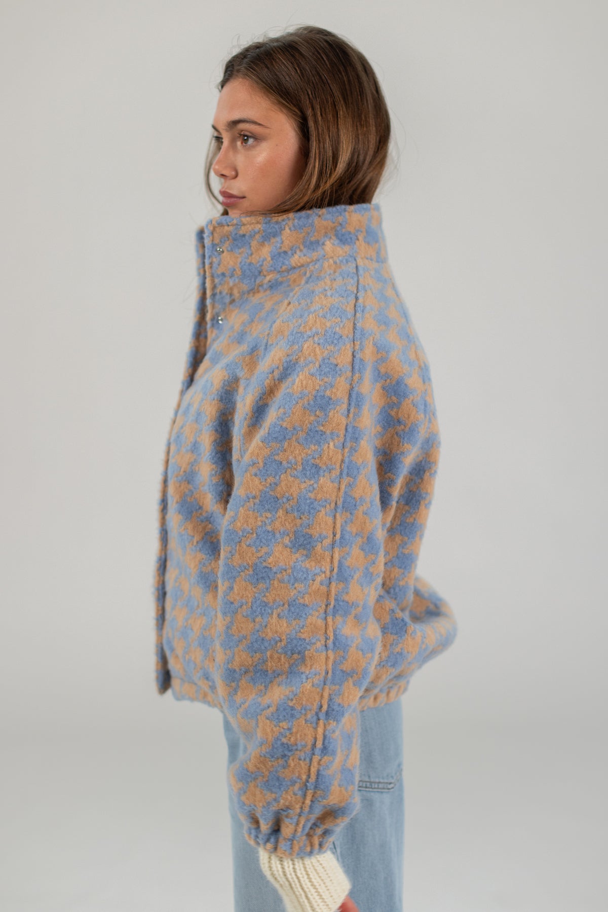 Bomber Jacket Skylar Blue Houndstooth