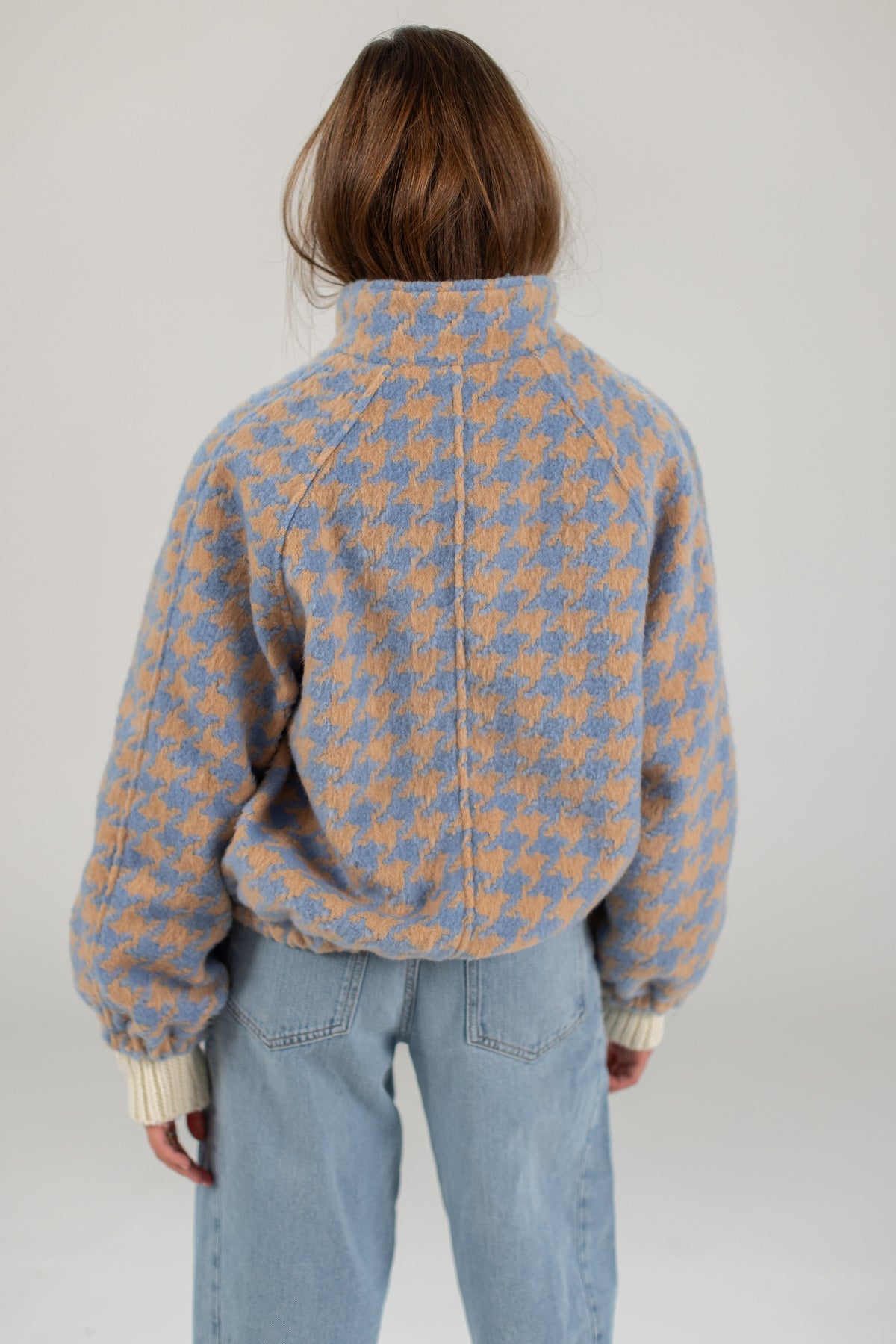 Bomber Jacket Skylar Blue Houndstooth