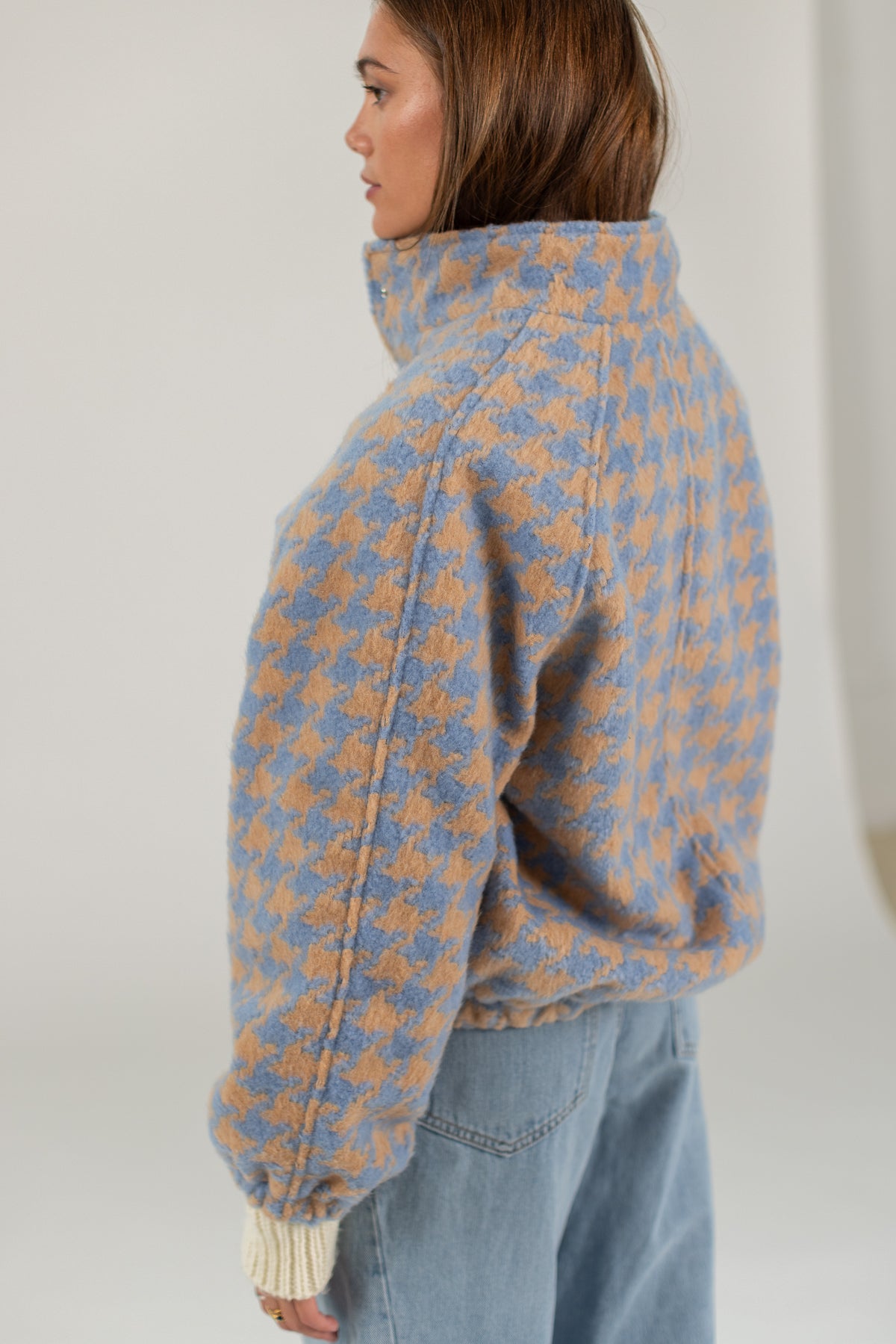 Bomber Jacket Skylar Blue Houndstooth