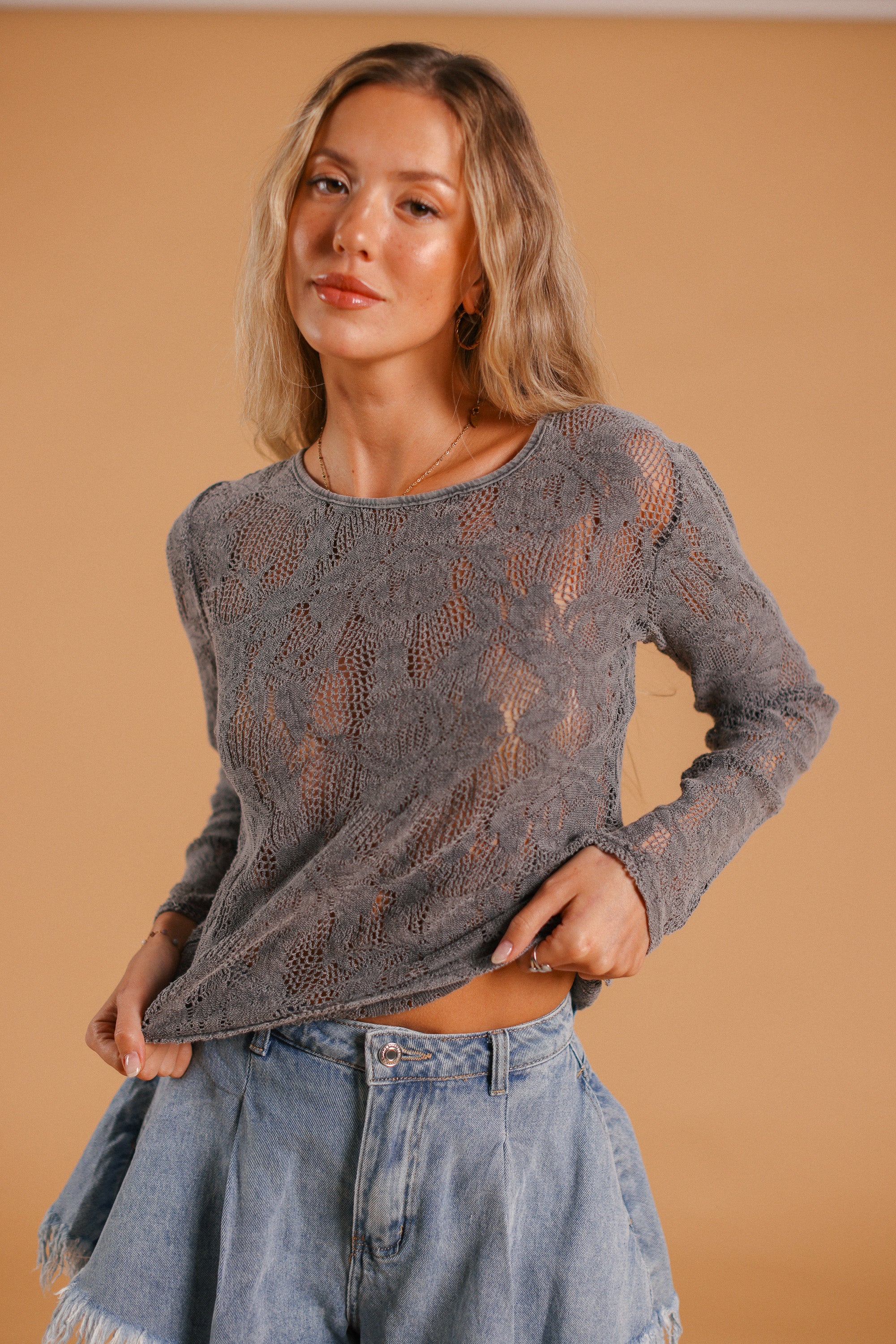 Top Marlena Stonewashed Grey