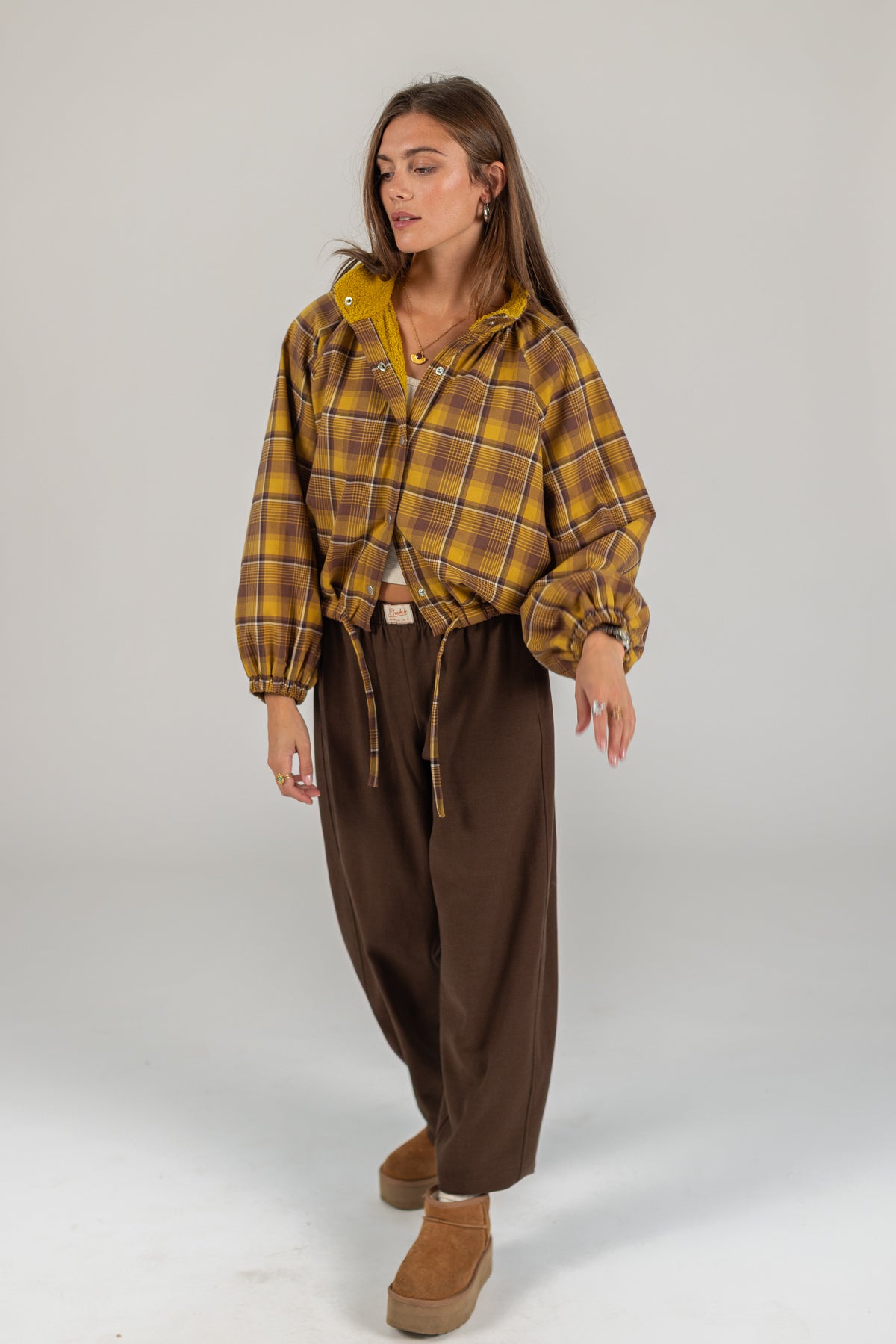 Bomber Jacket Cally Yellow Plaid
