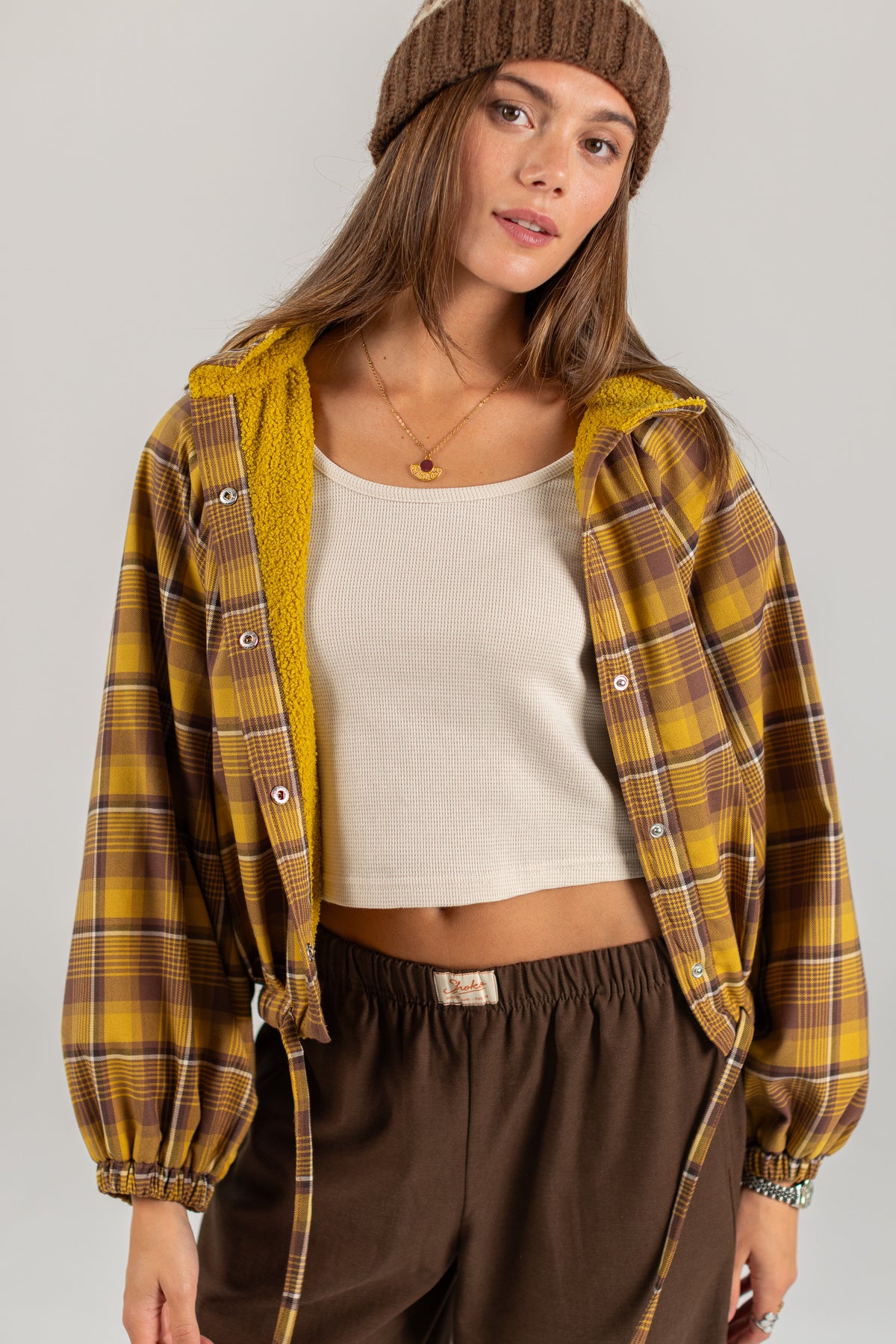 Bomber Jacket Cally Yellow Plaid