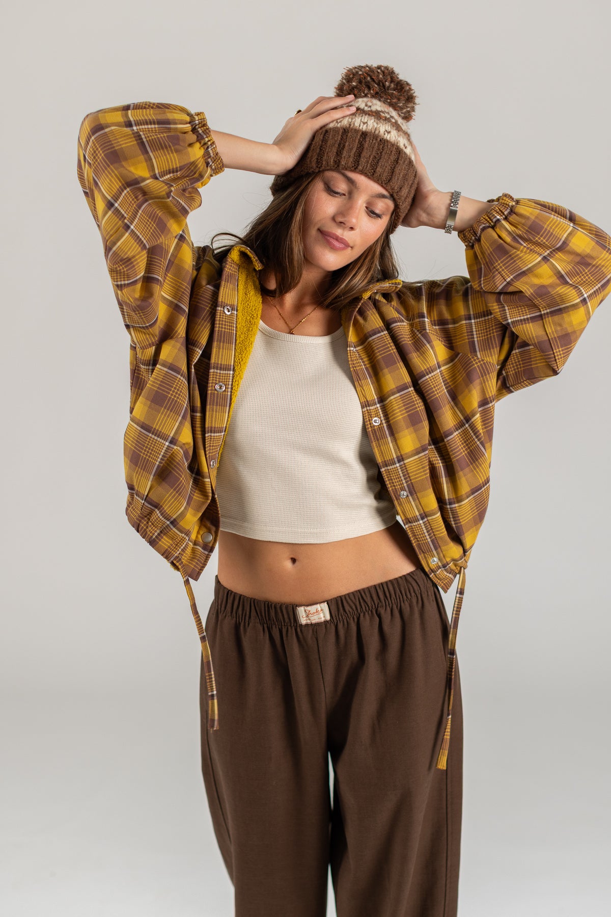 Bomber Jacket Cally Yellow Plaid