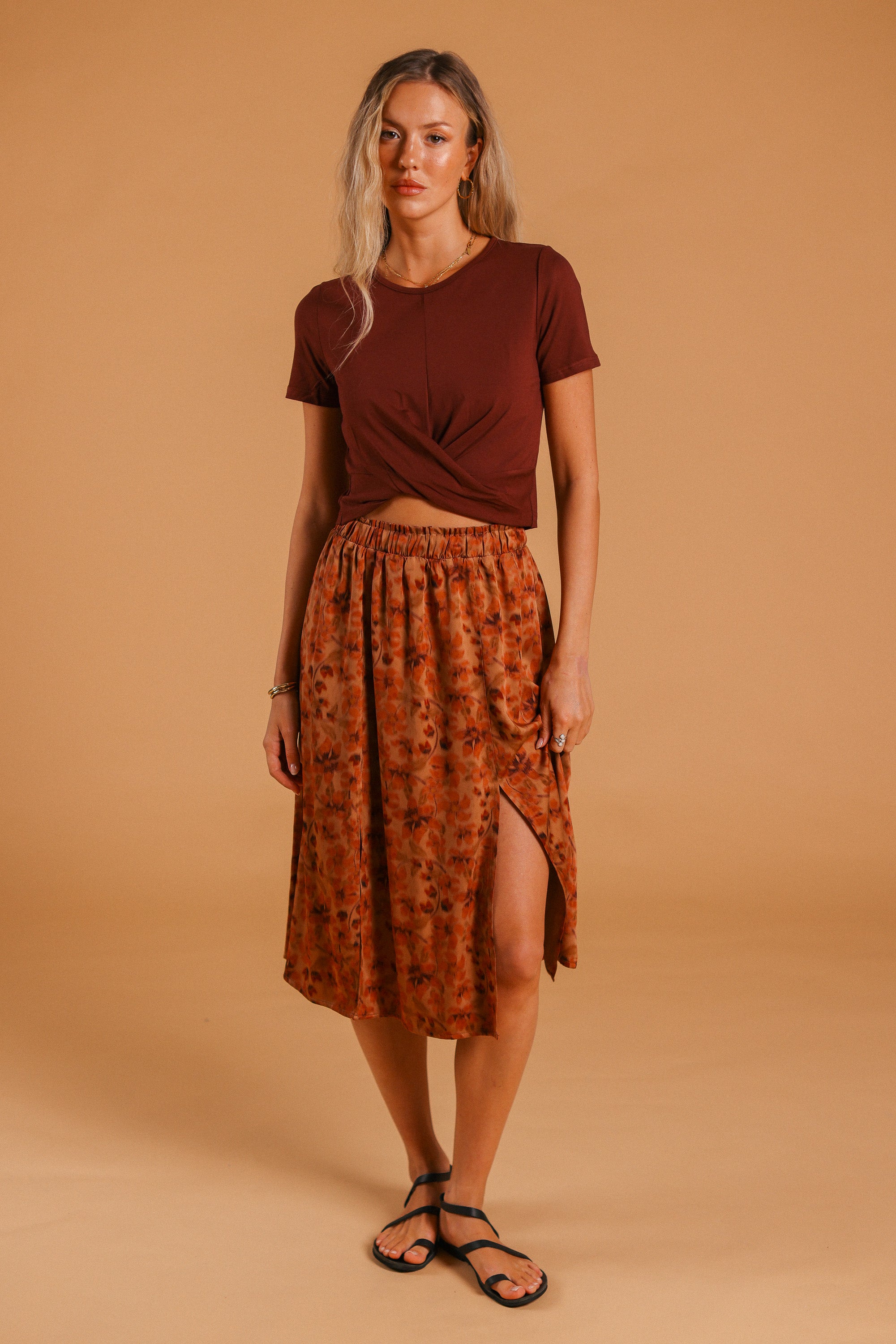 Skirt Eva Terracotta Flowers