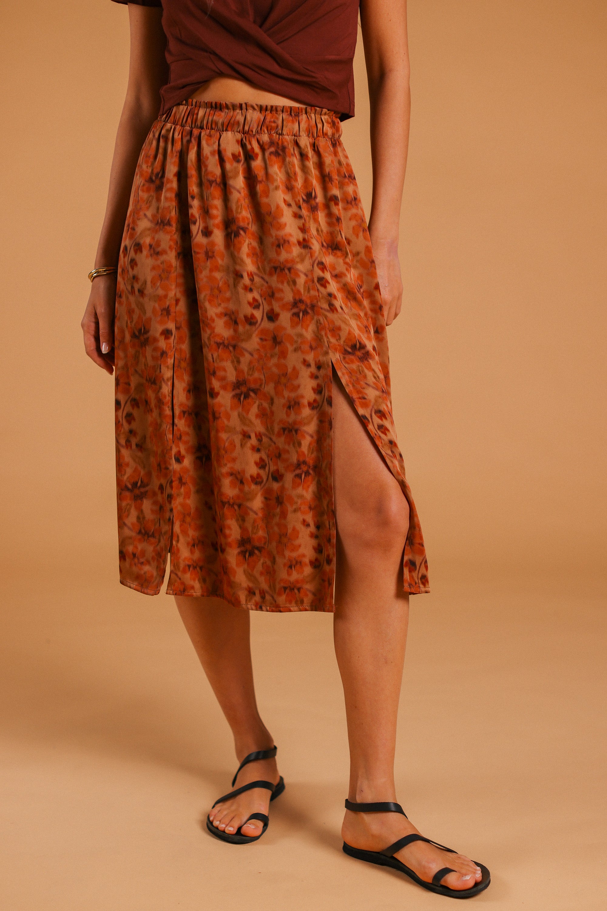 Skirt Eva Terracotta Flowers