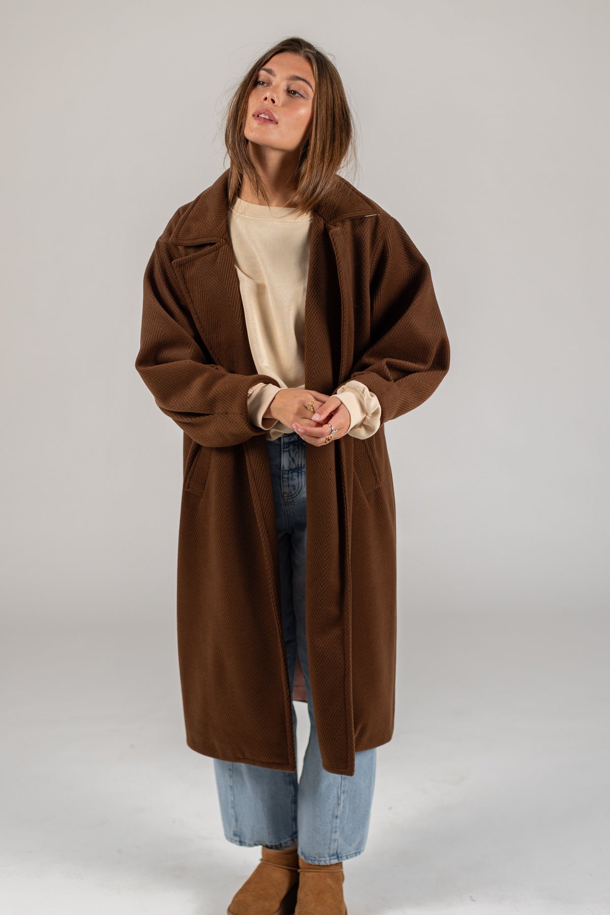 Coat Elaya Brown Herringbone