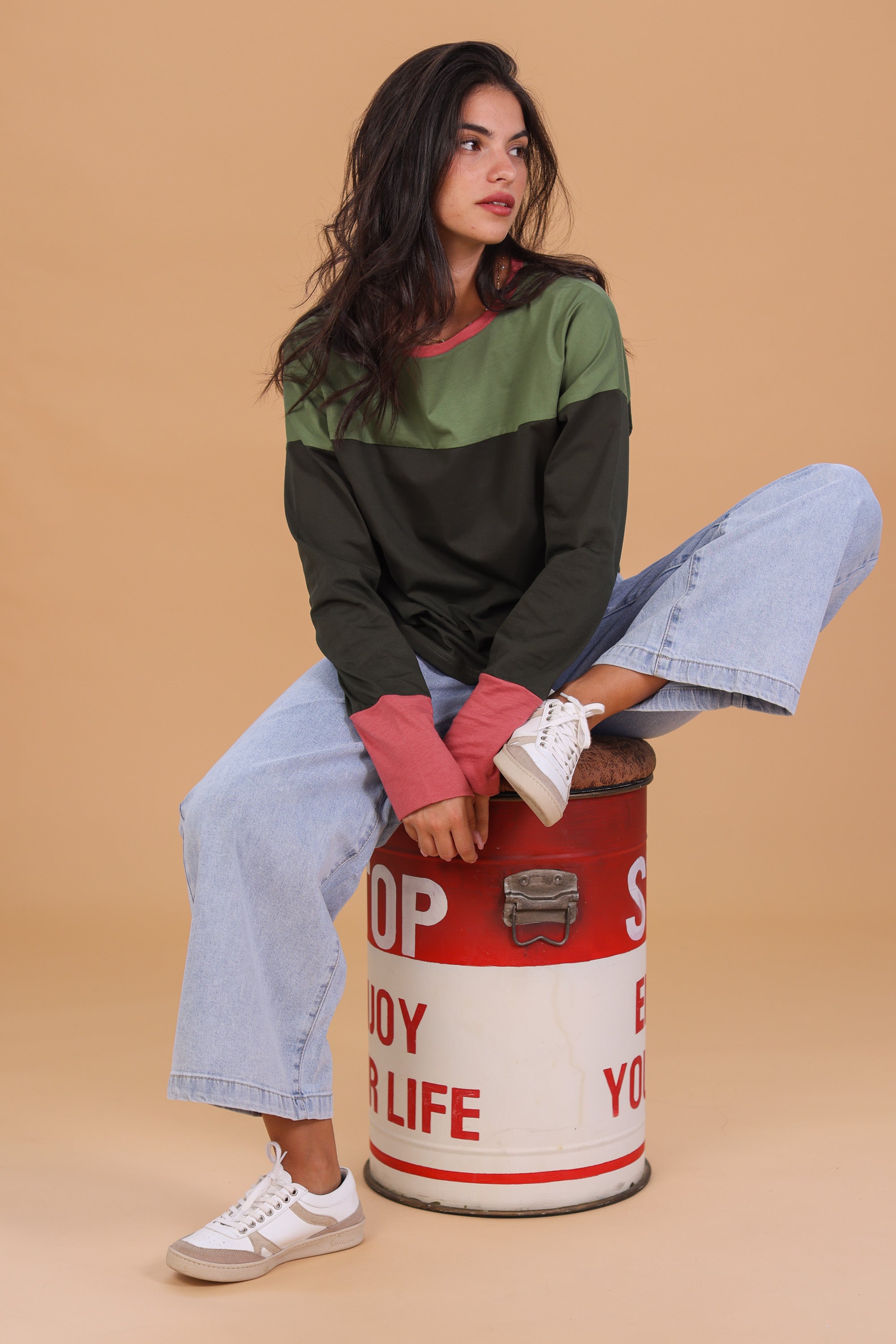 Top Dalianne Grün Oliv