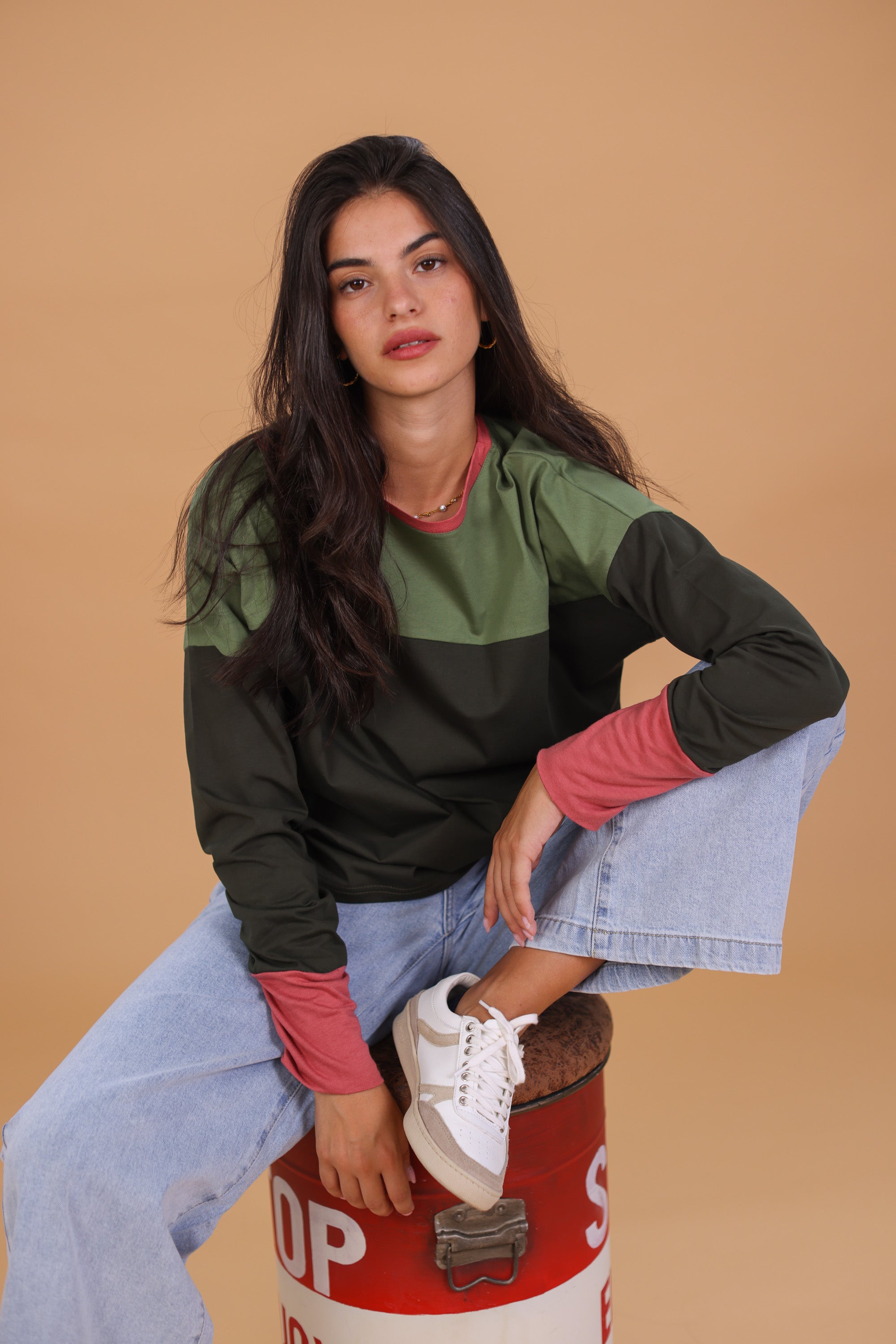 Top Dalianne Grün Oliv