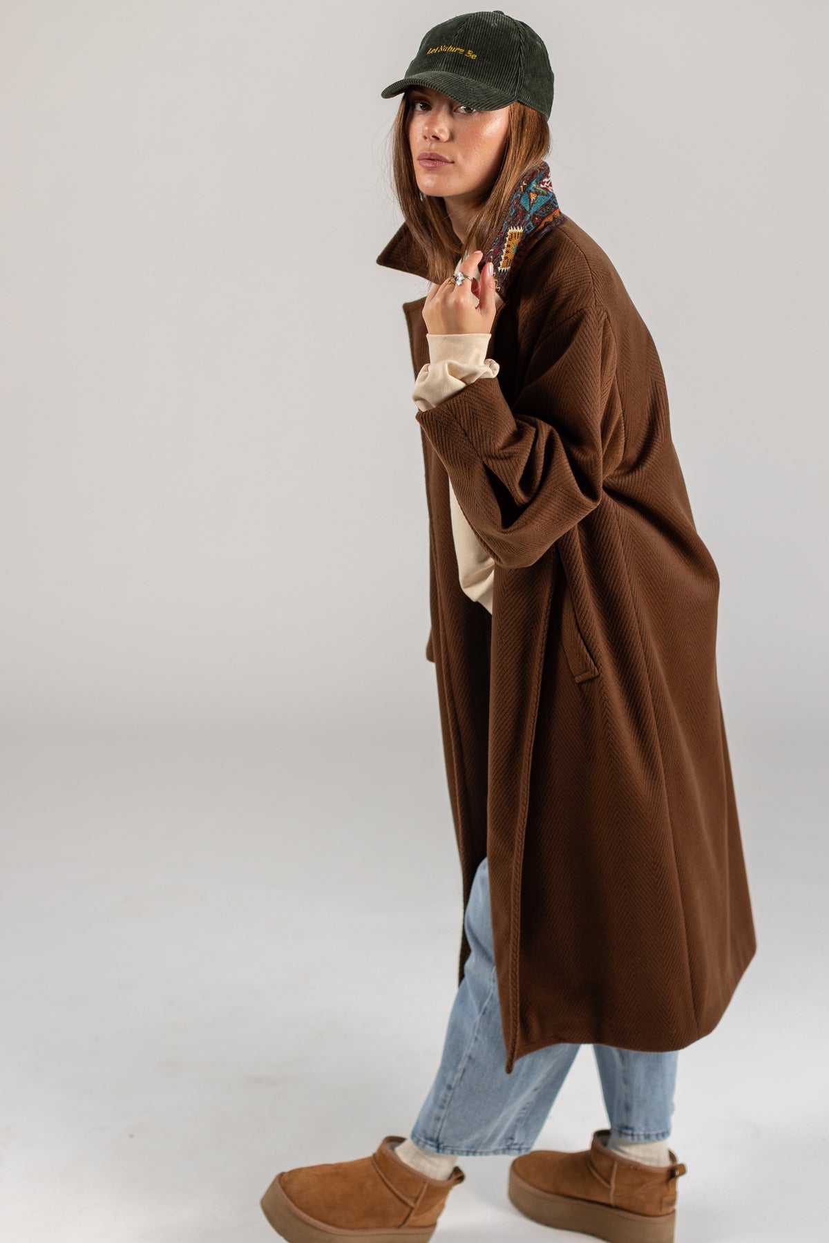 Coat Elaya Brown Herringbone