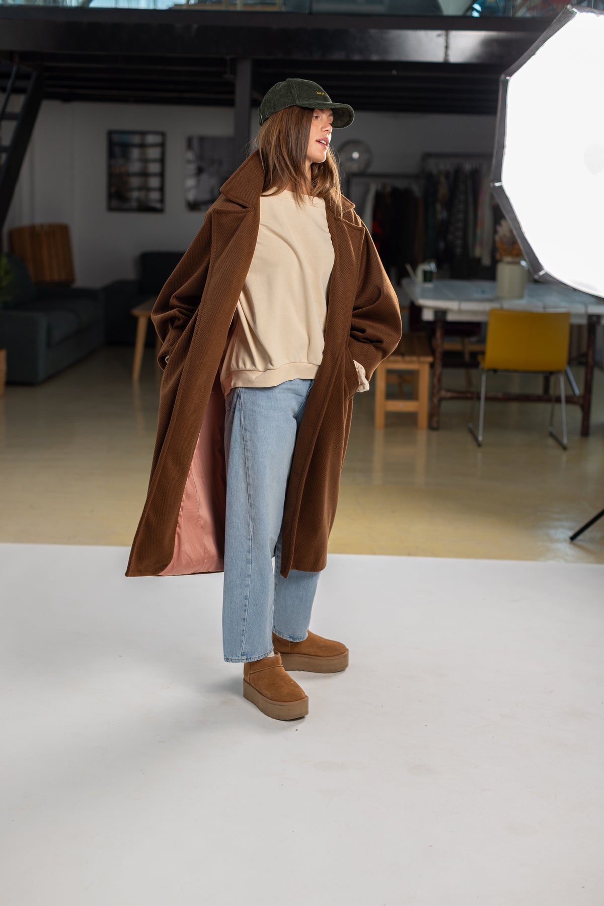 Coat Elaya Brown Herringbone