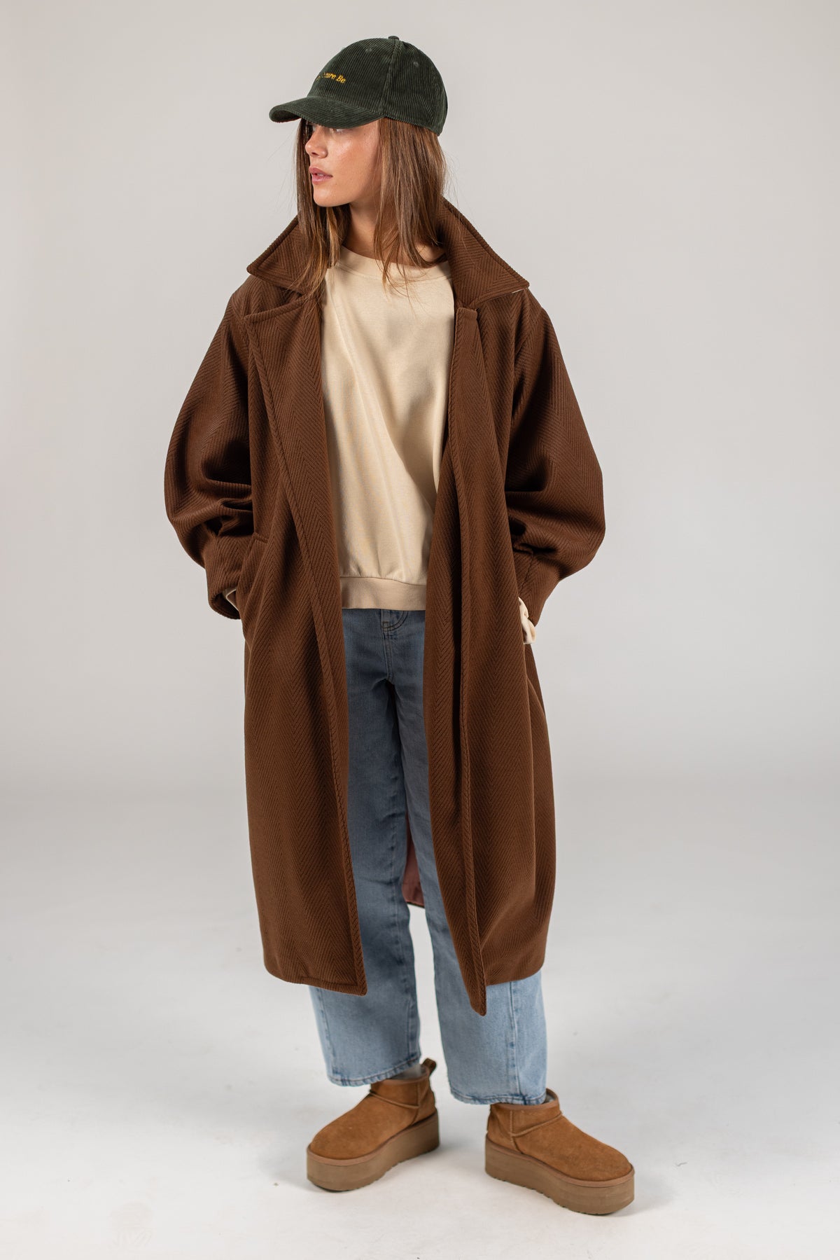 Coat Elaya Brown Herringbone