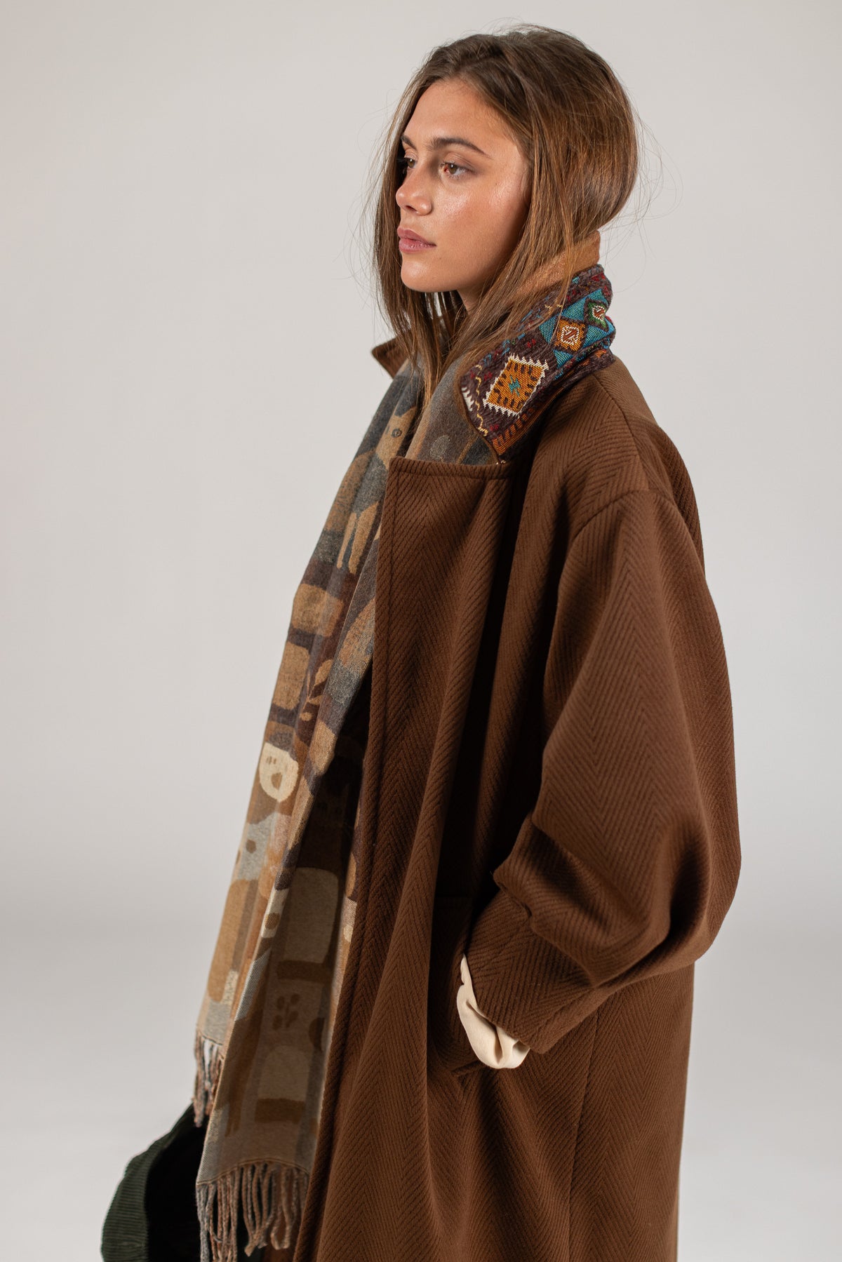 Coat Elaya Brown Herringbone