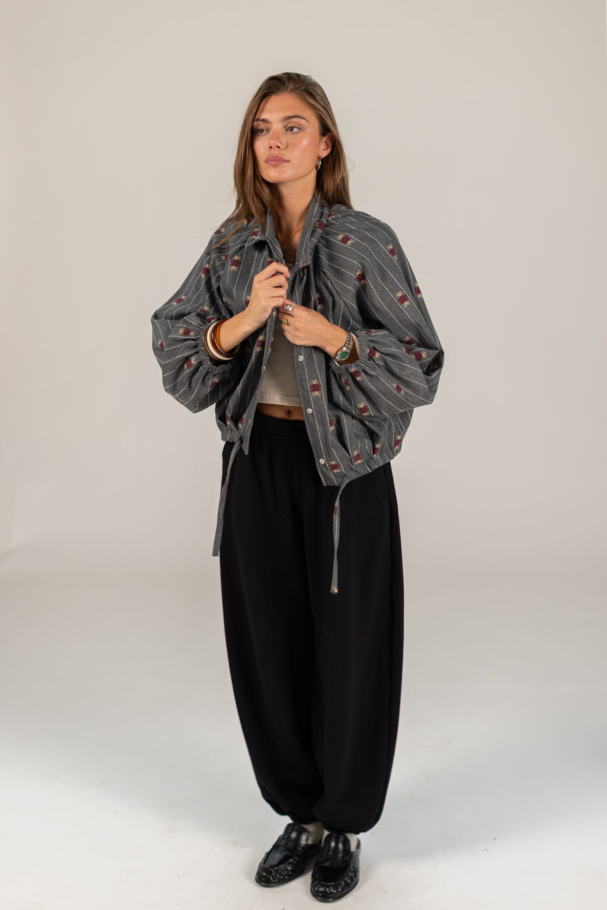 Bomber Jacket Noel Grey Pinstripes