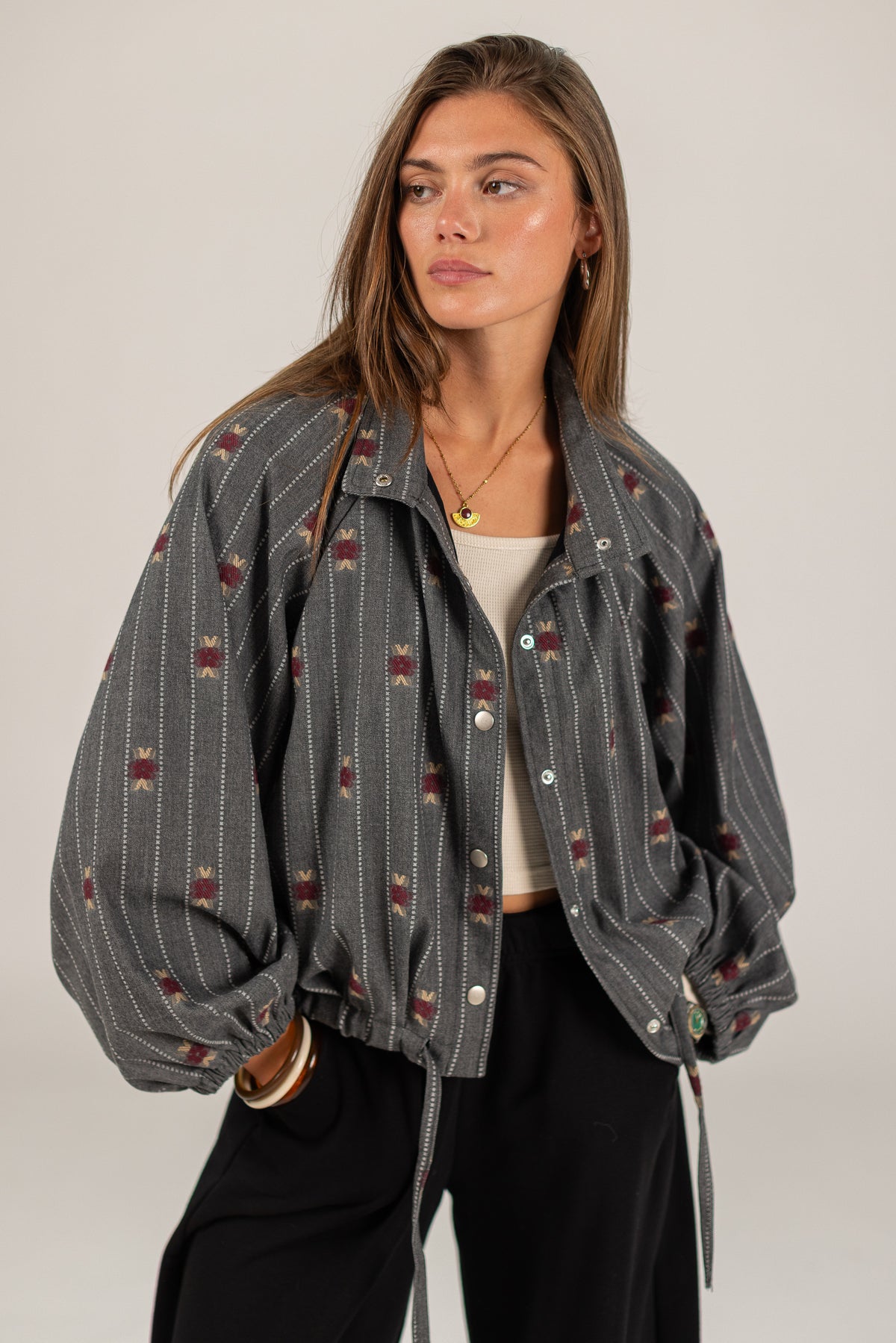 Bomber Jacket Noel Grey Pinstripes