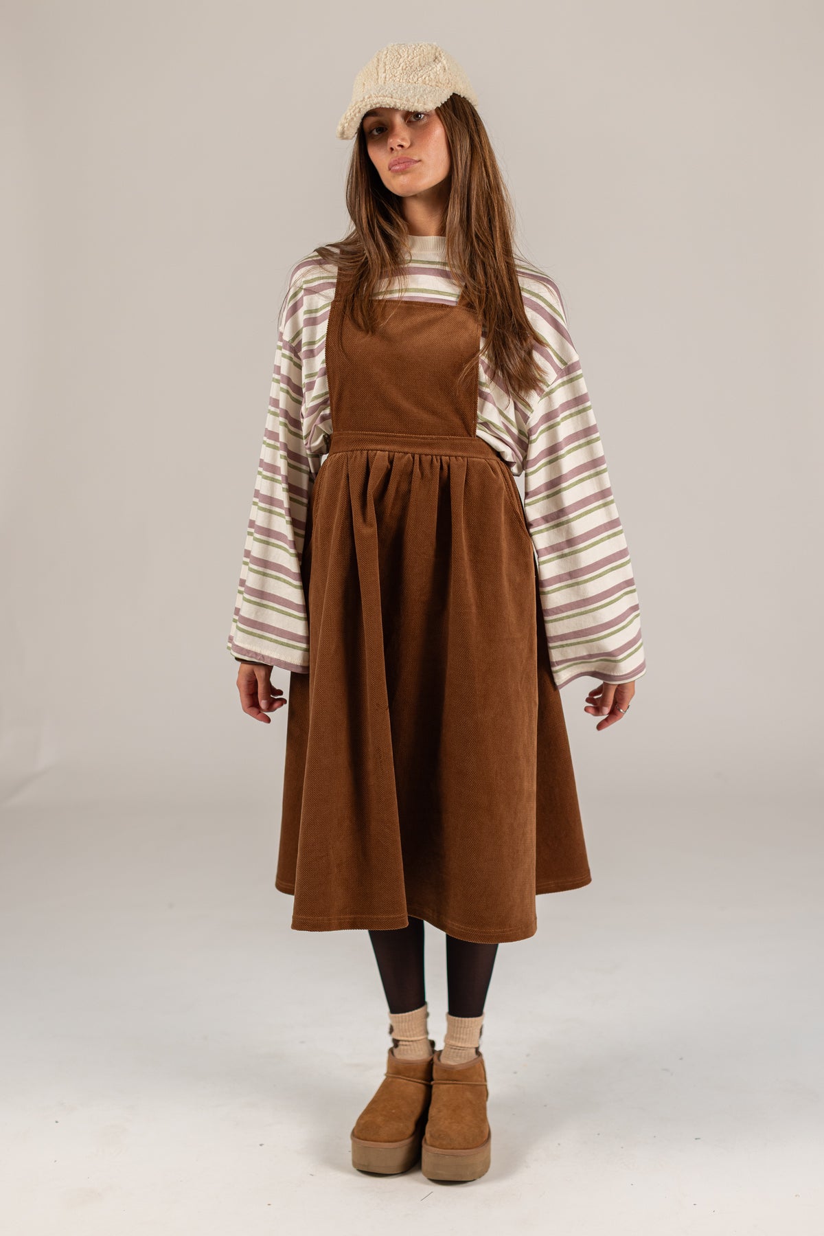 Overall Dress Alfina Brown Twill